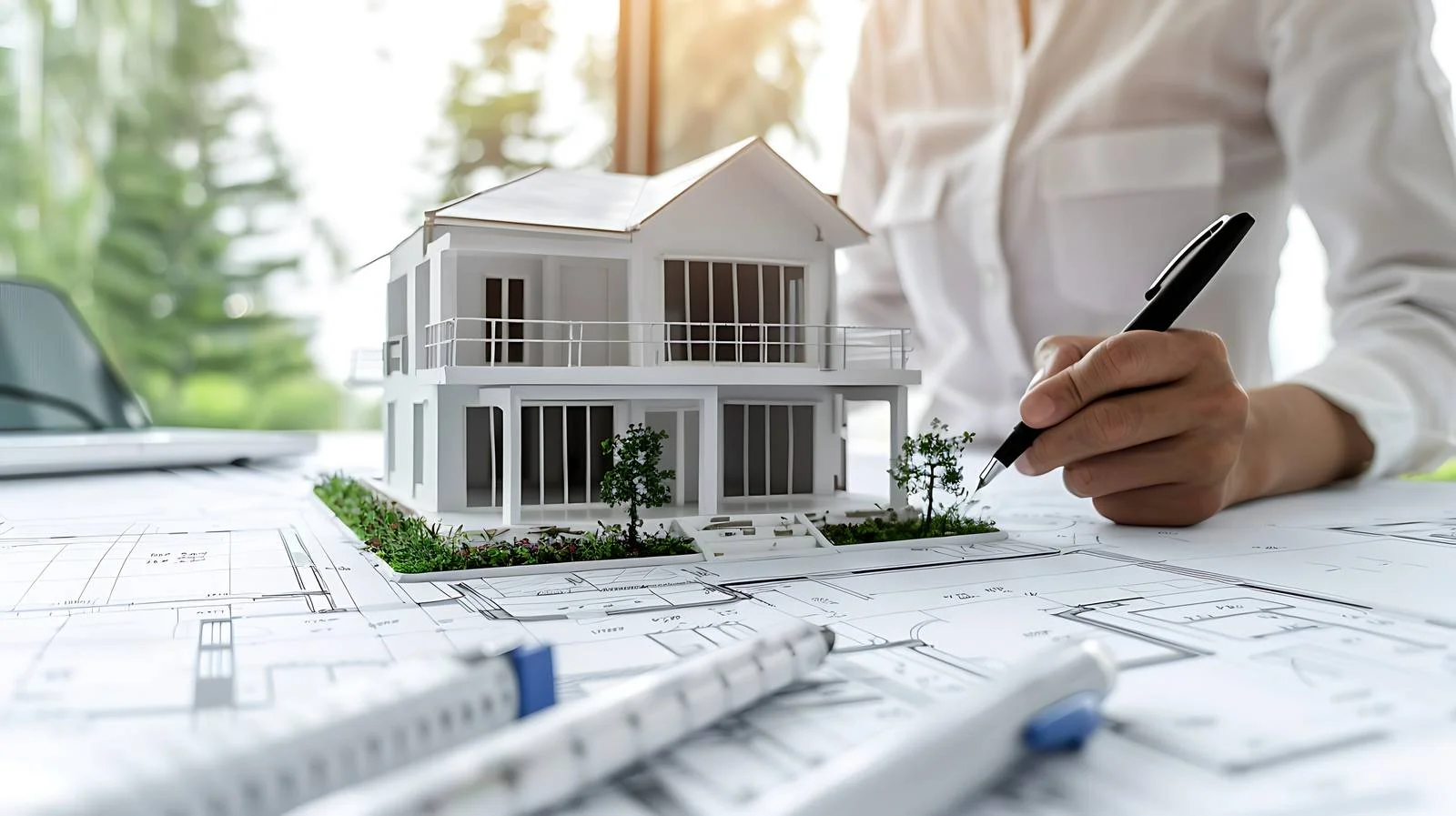 Architect Using Pen on Mini T-Slide Drawing — free download from Dotvec