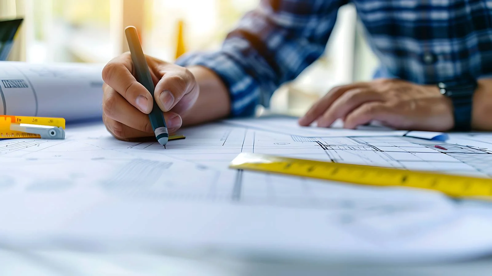 Architect Engineer Drawing Design with Pen — free download from Dotvec