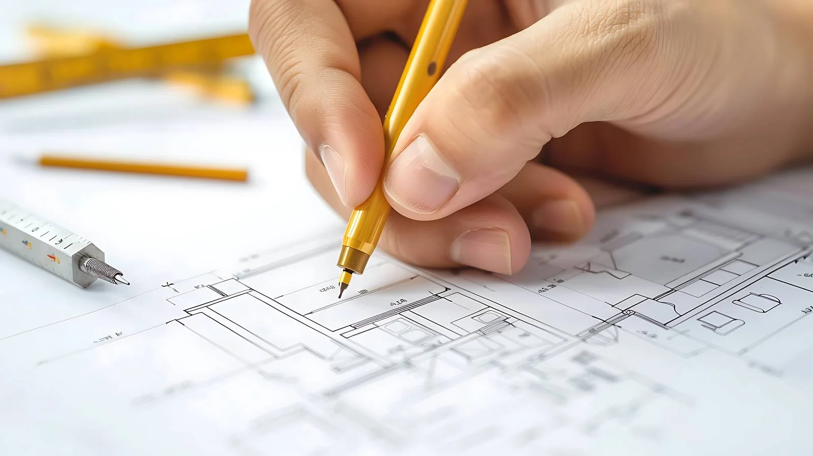 Architect Engineer Pen Drawing on White Background — free download from Dotvec