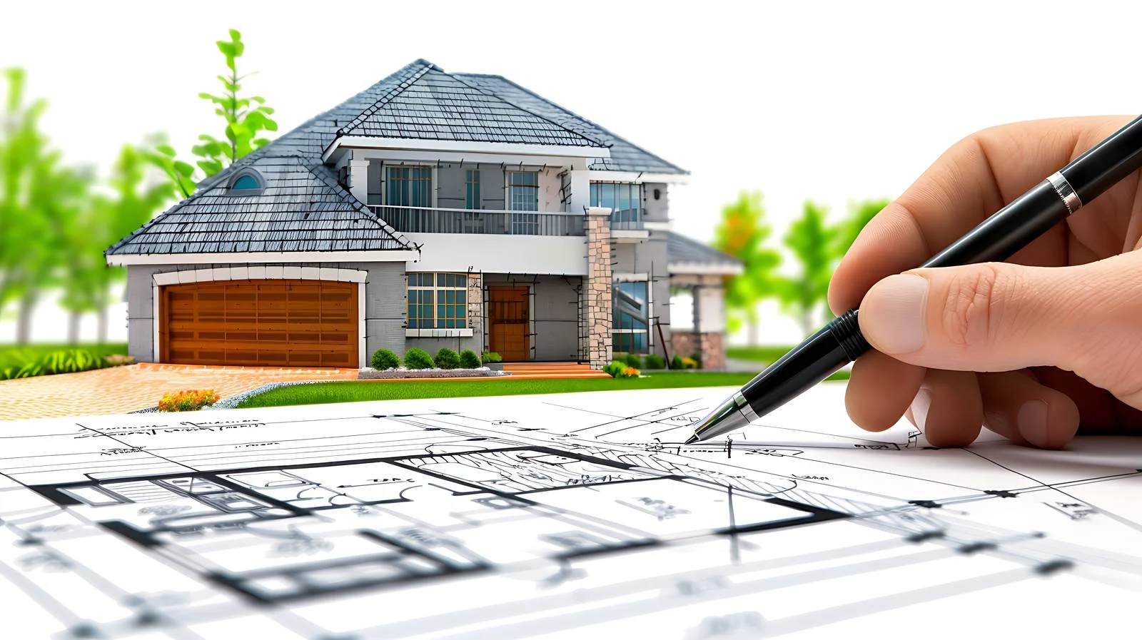 Architect Working on Design with Pen — free download from Dotvec