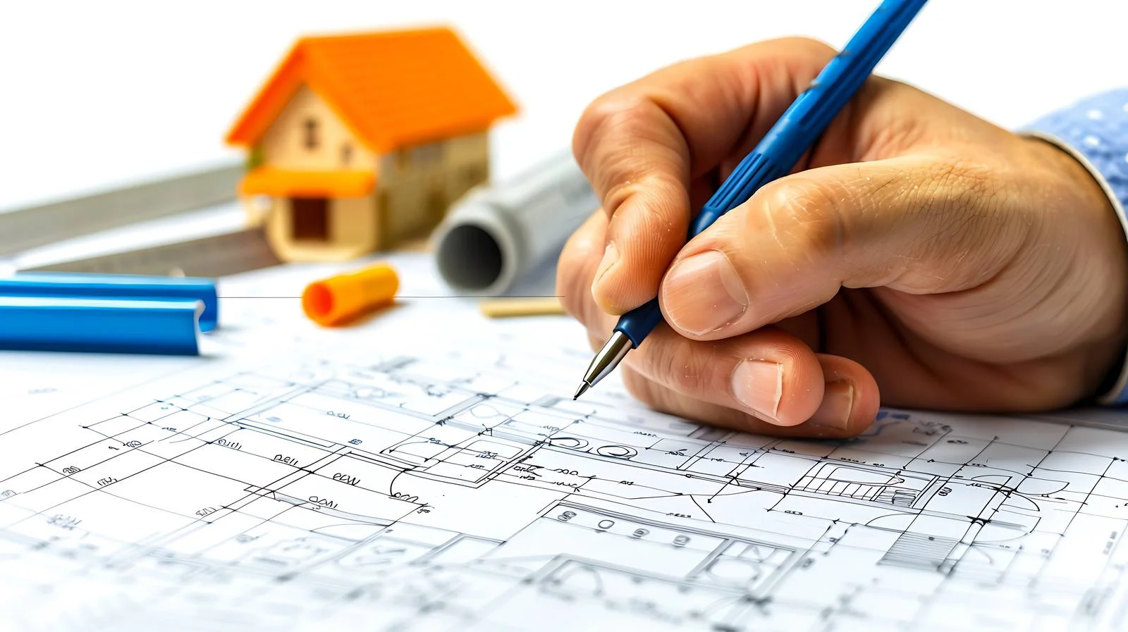 Architect Engineer Working on Design with Pen — free download from Dotvec