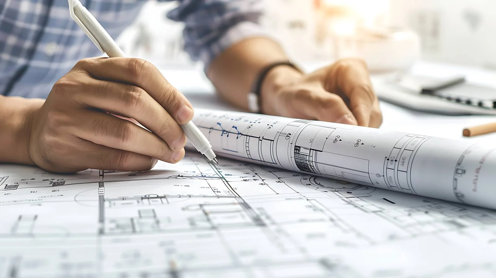 Architect Working on Design with Pen — free download from Dotvec