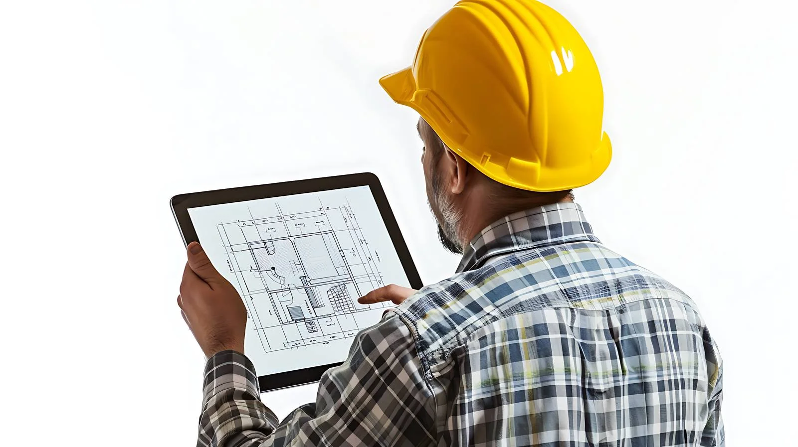 Architect Engineer Tablet Reading Drawing Design — free download from Dotvec