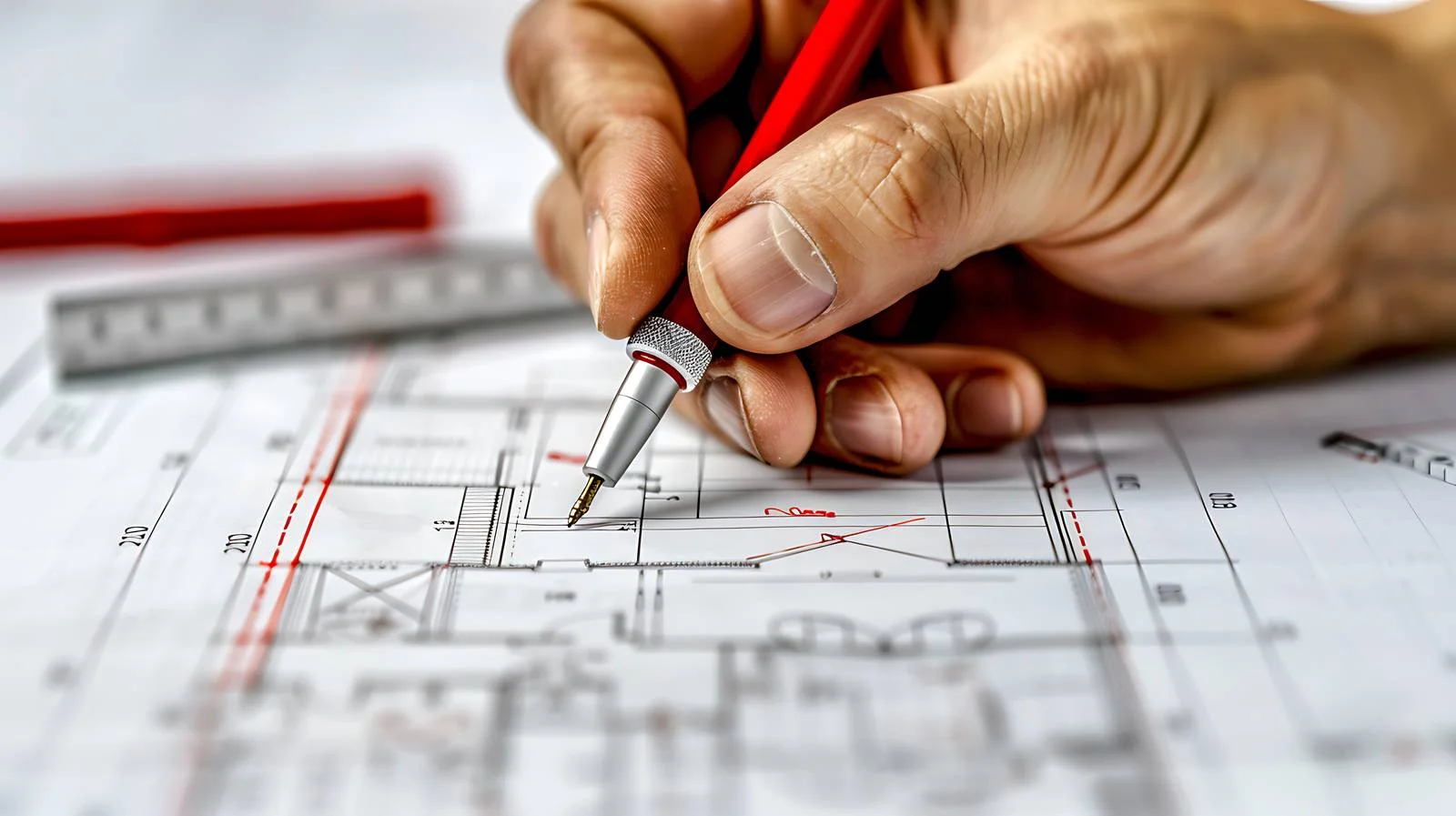 Architect Drafting Blueprint with Divider Compass — free download from Dotvec