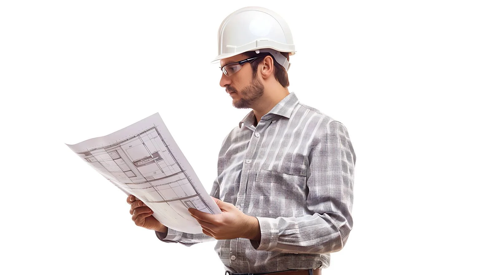 Architect with Construction Plan on Site — free download from Dotvec