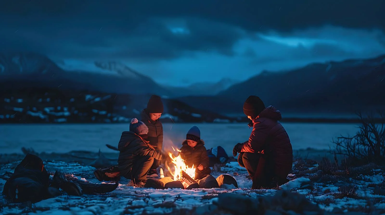 Family Enjoying Patagonian Lake Landscape — free download from Dotvec