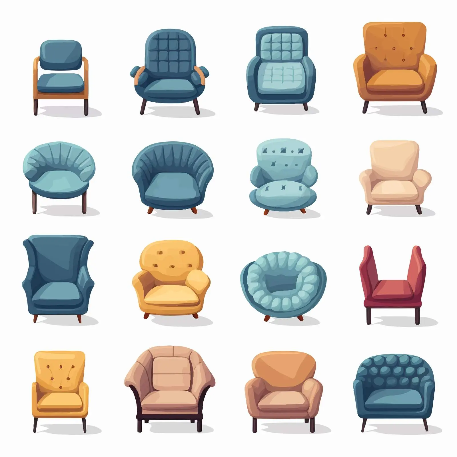 Stylish Armchairs and Chairs Design Overhead View – free furniture collection image from Dotvec