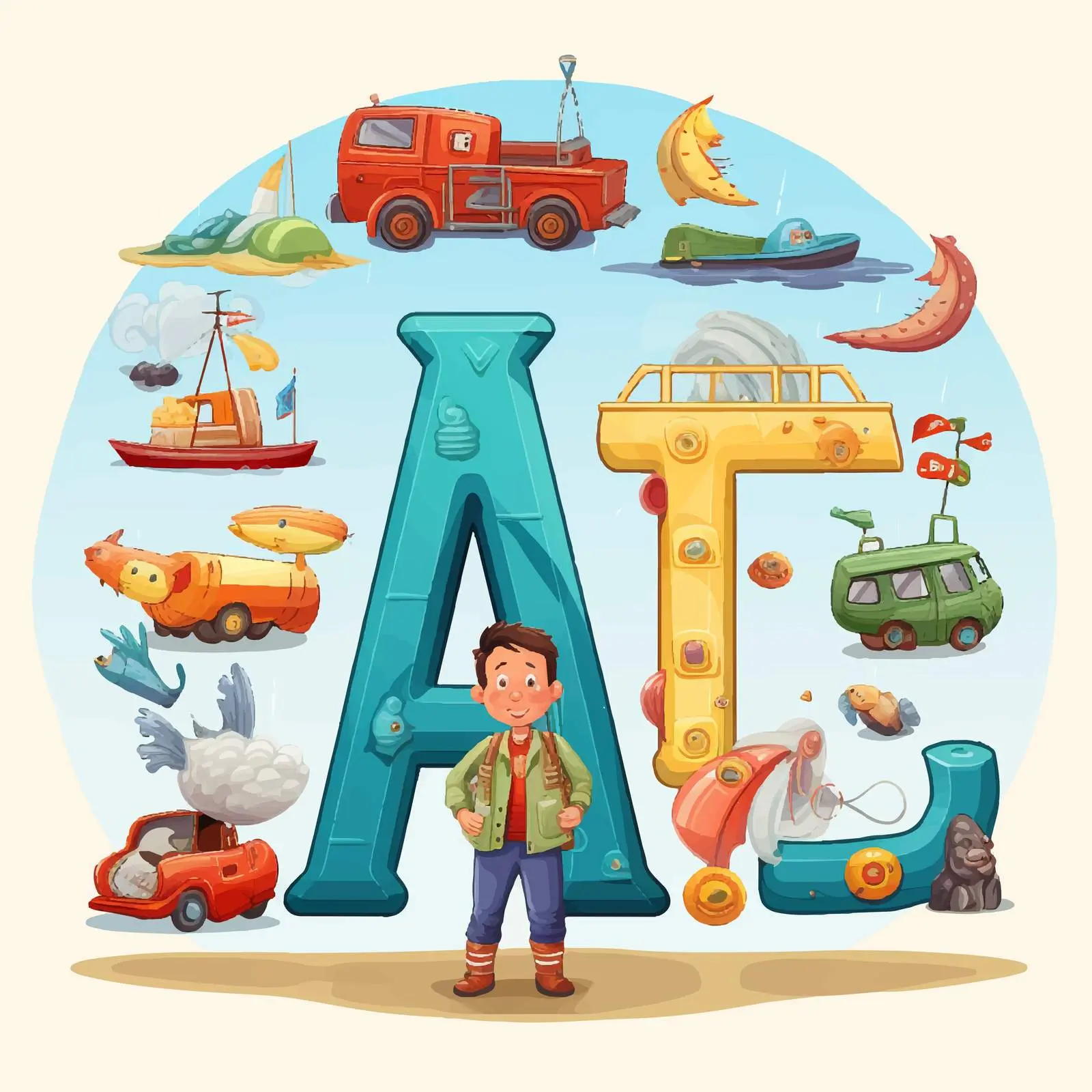Arrange Letters with Illustrated Pictures – free language learning image from Dotvec
