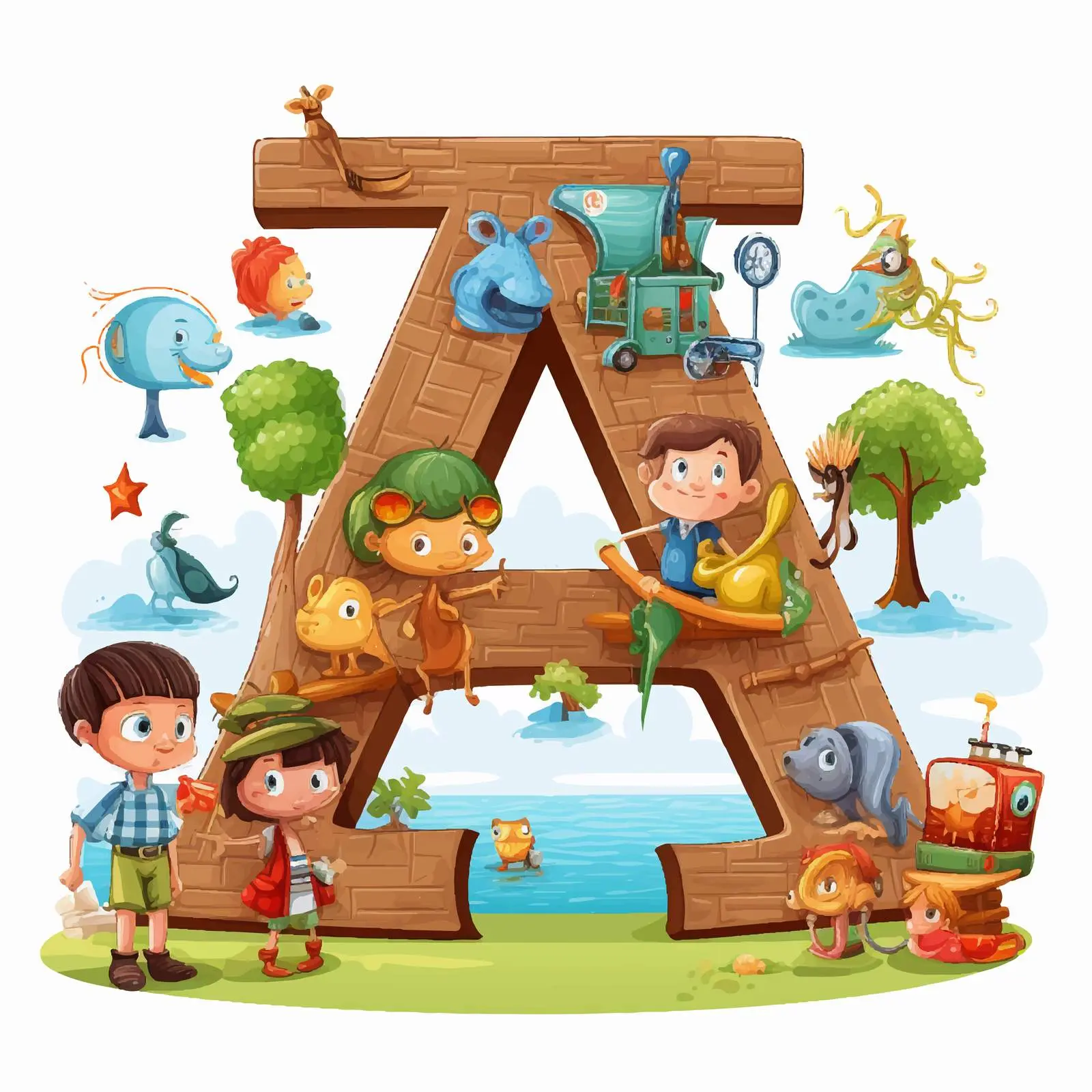 Arrange Letters with Illustrations for Learning – free artistic illustrations image from Dotvec