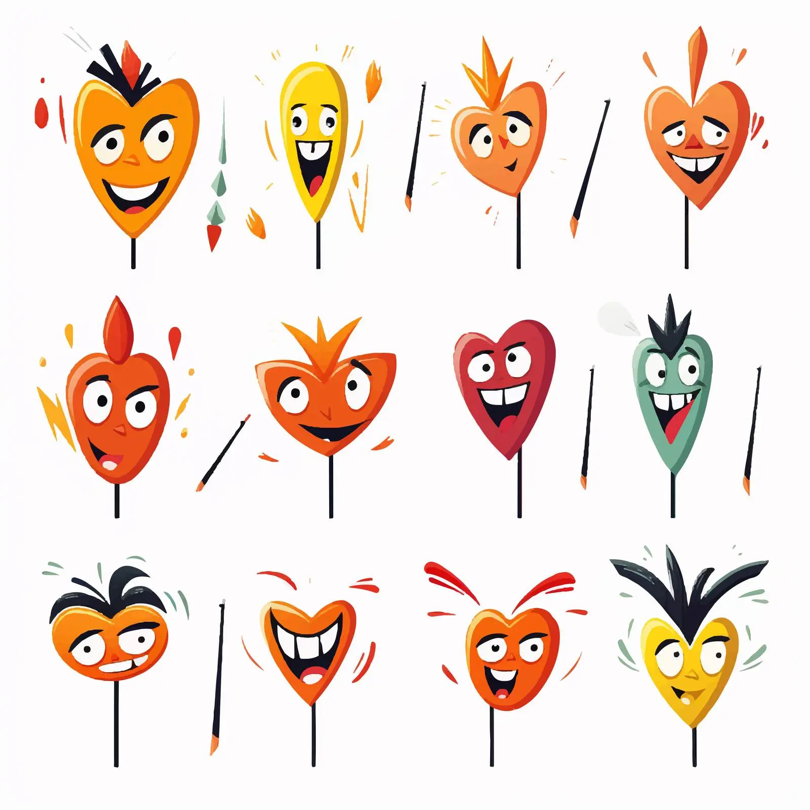 Funny Cartoon Arrows with Emotions Vector Characters — free download from Dotvec