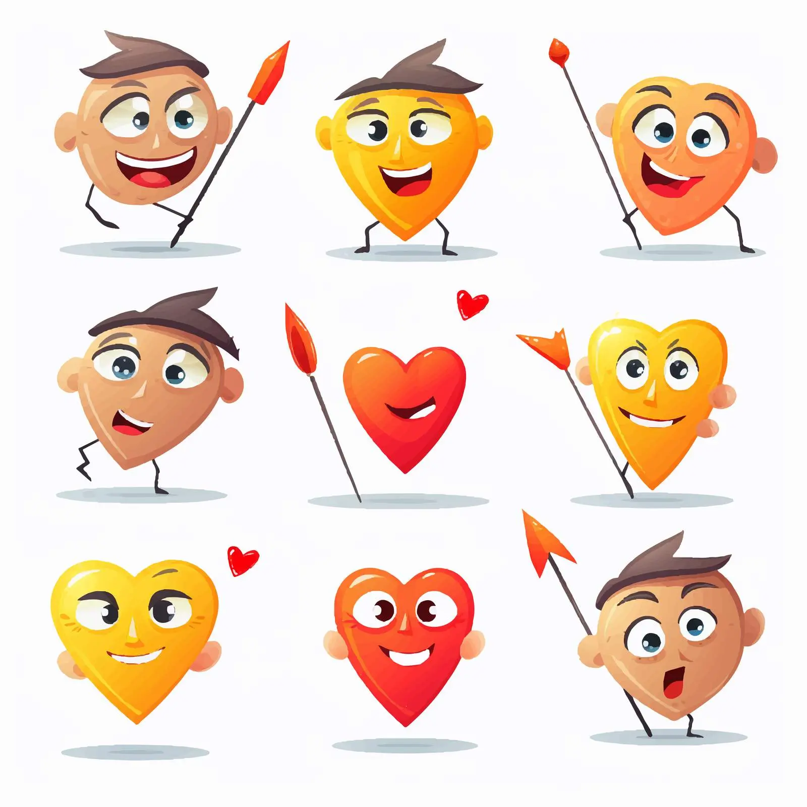 Funny Cartoon Arrows with Emotions Vector Characters – free cartoonish style image from Dotvec