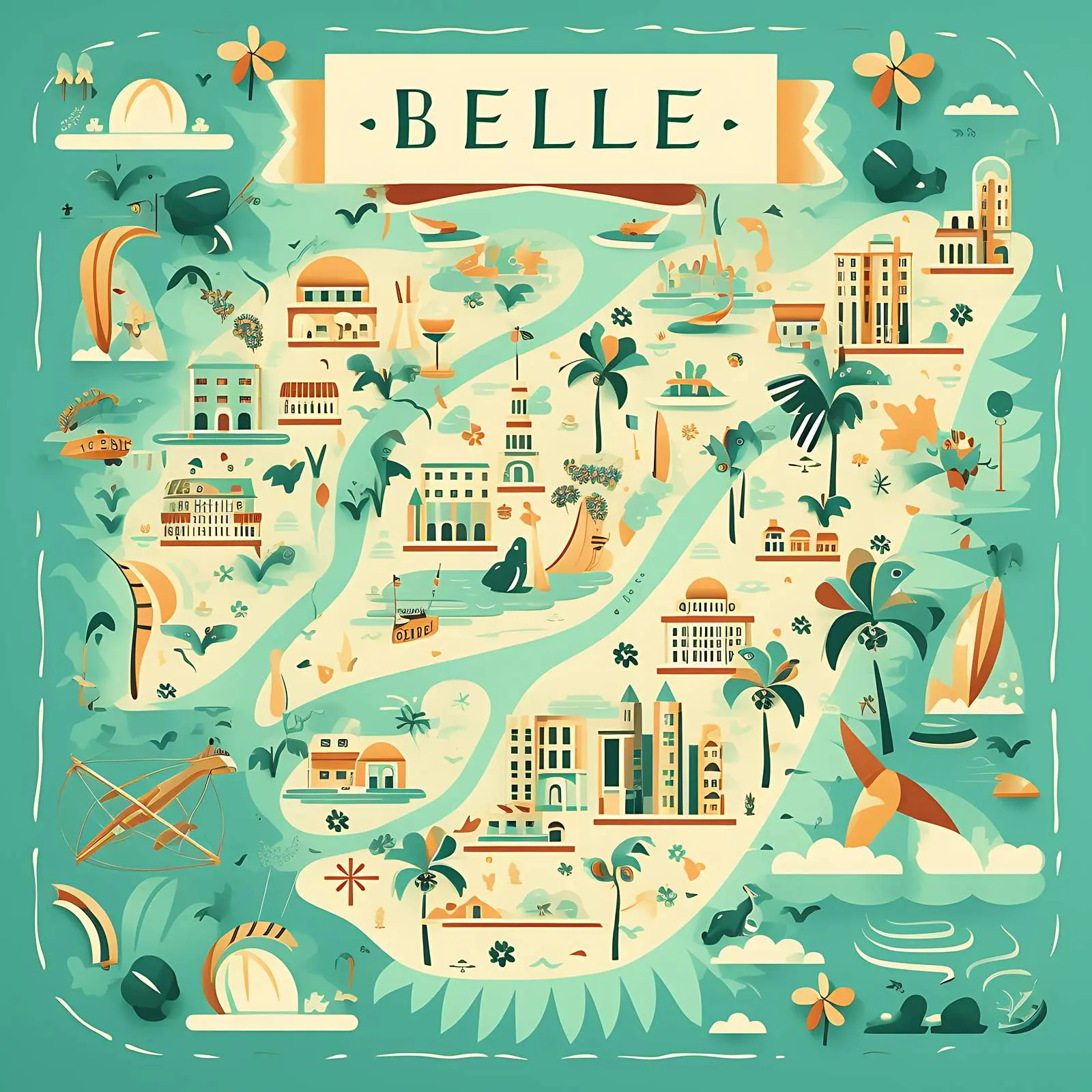 Art Deco Retro Belize Map Decorative Laser Cut Set – free vector graphics image from Dotvec
