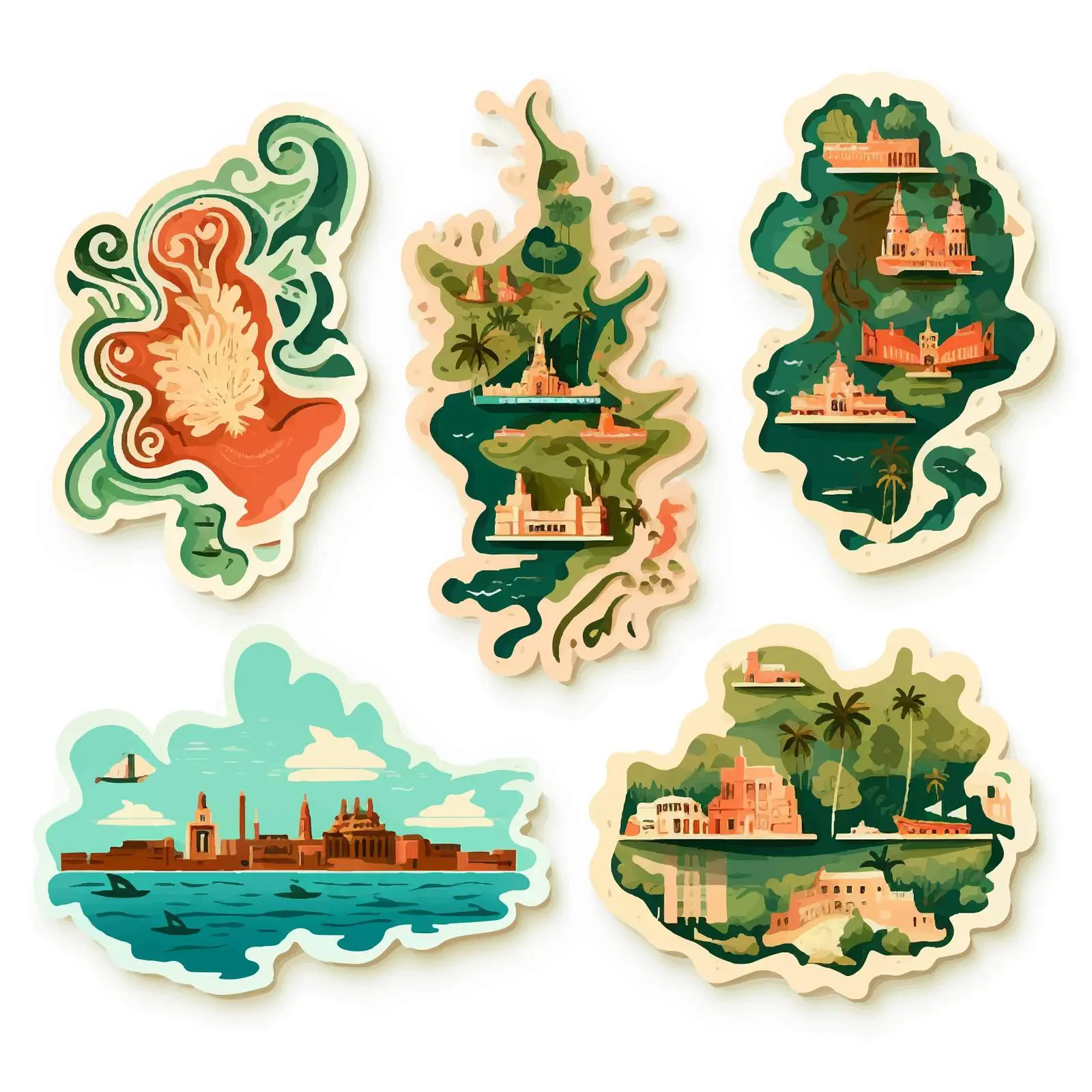 Art Deco Retro Belize Map Decorative Vector Set – free printed image from Dotvec