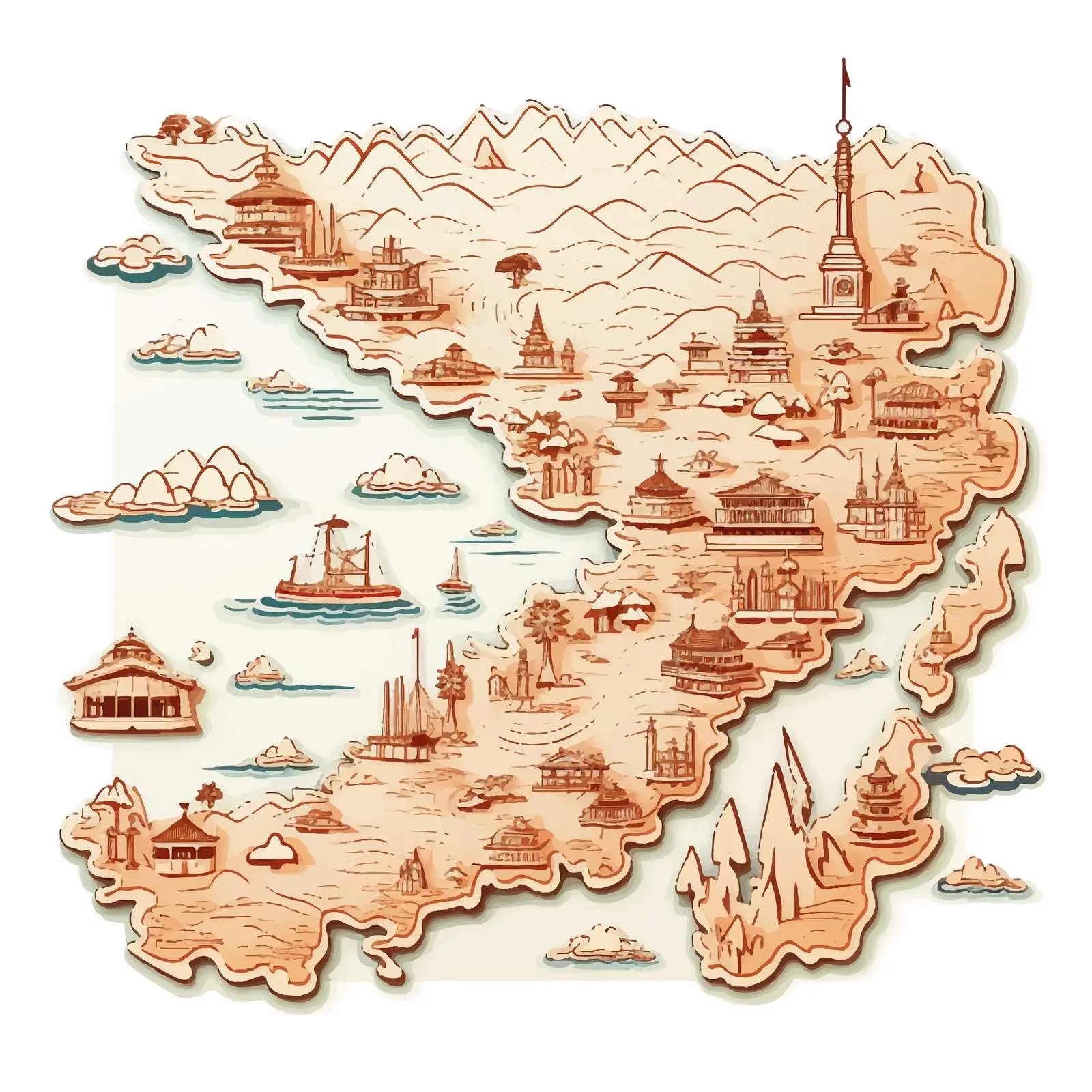 Art Deco Retro Japan Map Decorative Vector — free download from Dotvec