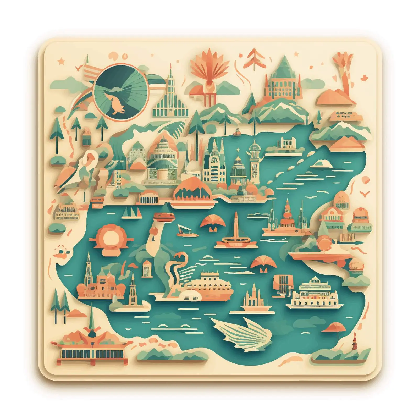 Art Deco Retro Malaysia Map Vector Design – free design vector image from Dotvec