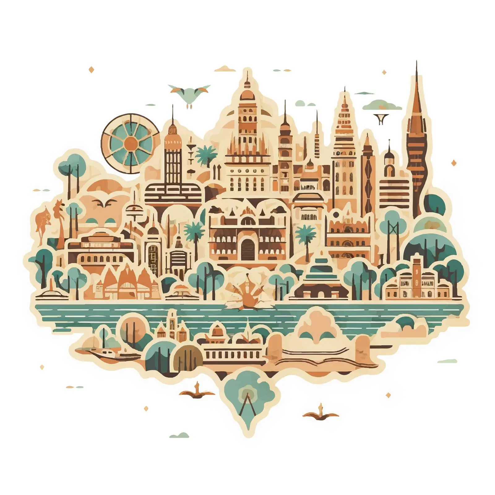 Art Deco Retro Malaysia Map Decorative Vector — free download from Dotvec