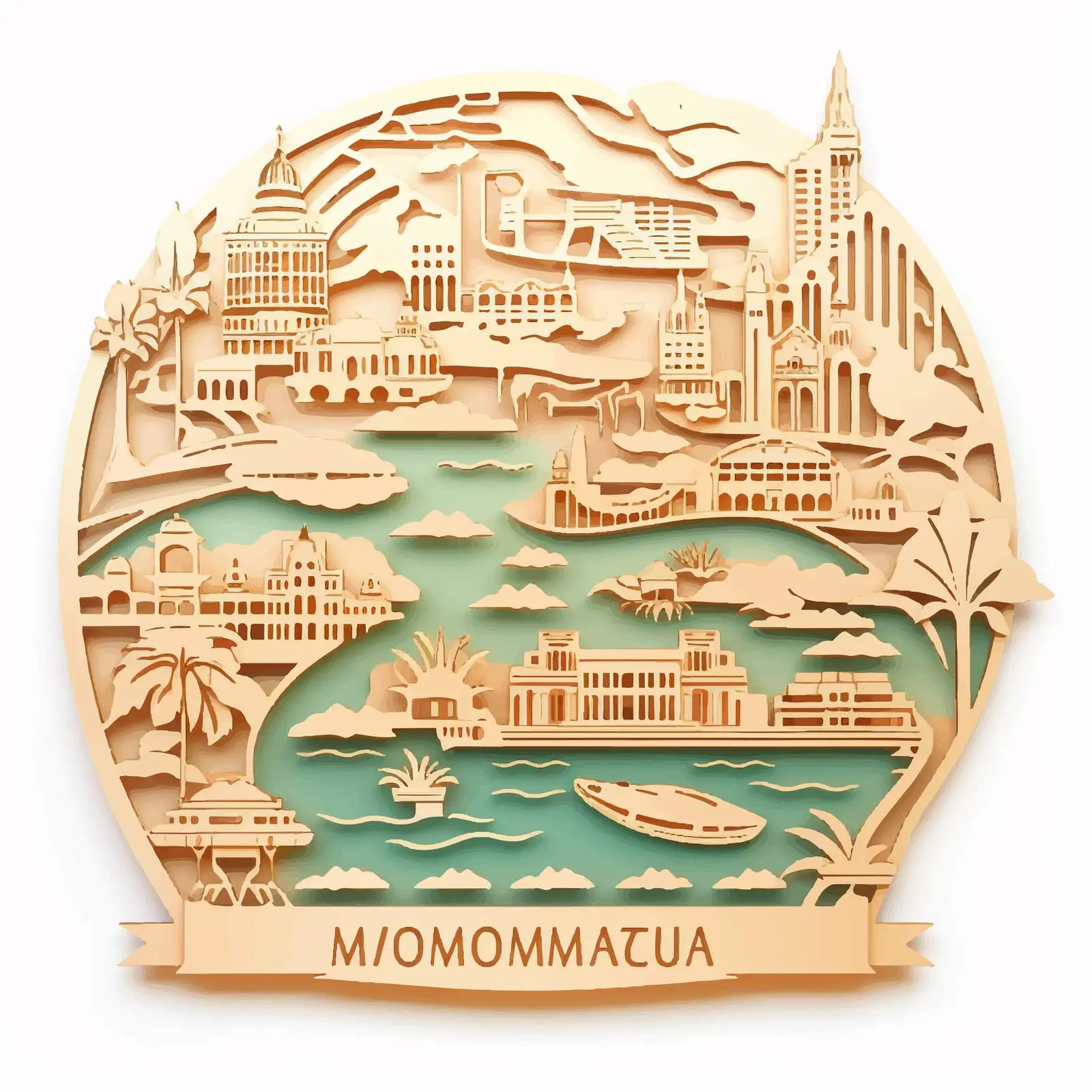 Art Deco Retro Mozambique Map Laser Cut Design – free african image from Dotvec