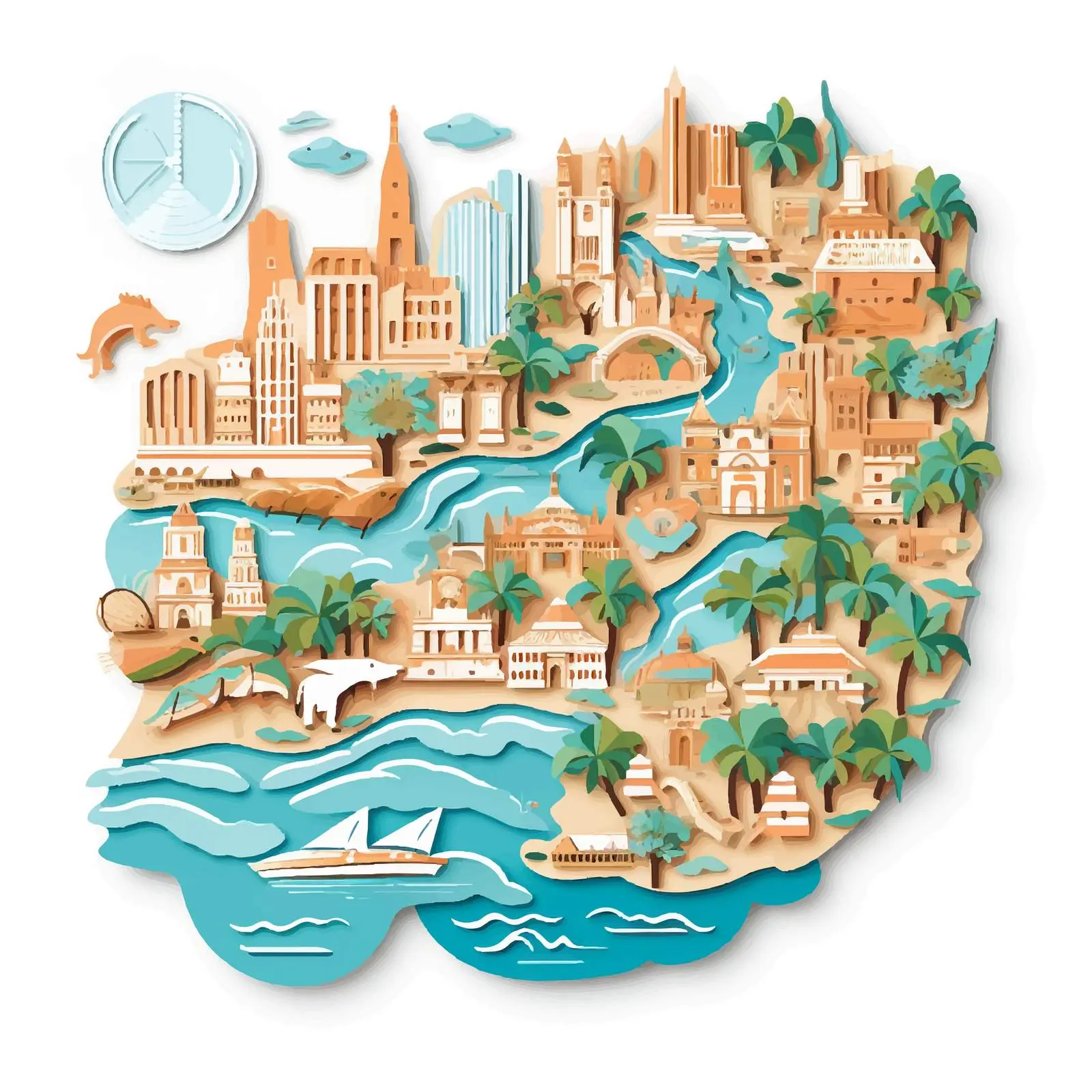 Art Deco Retro Sri Lanka Decorative Map — free download from Dotvec