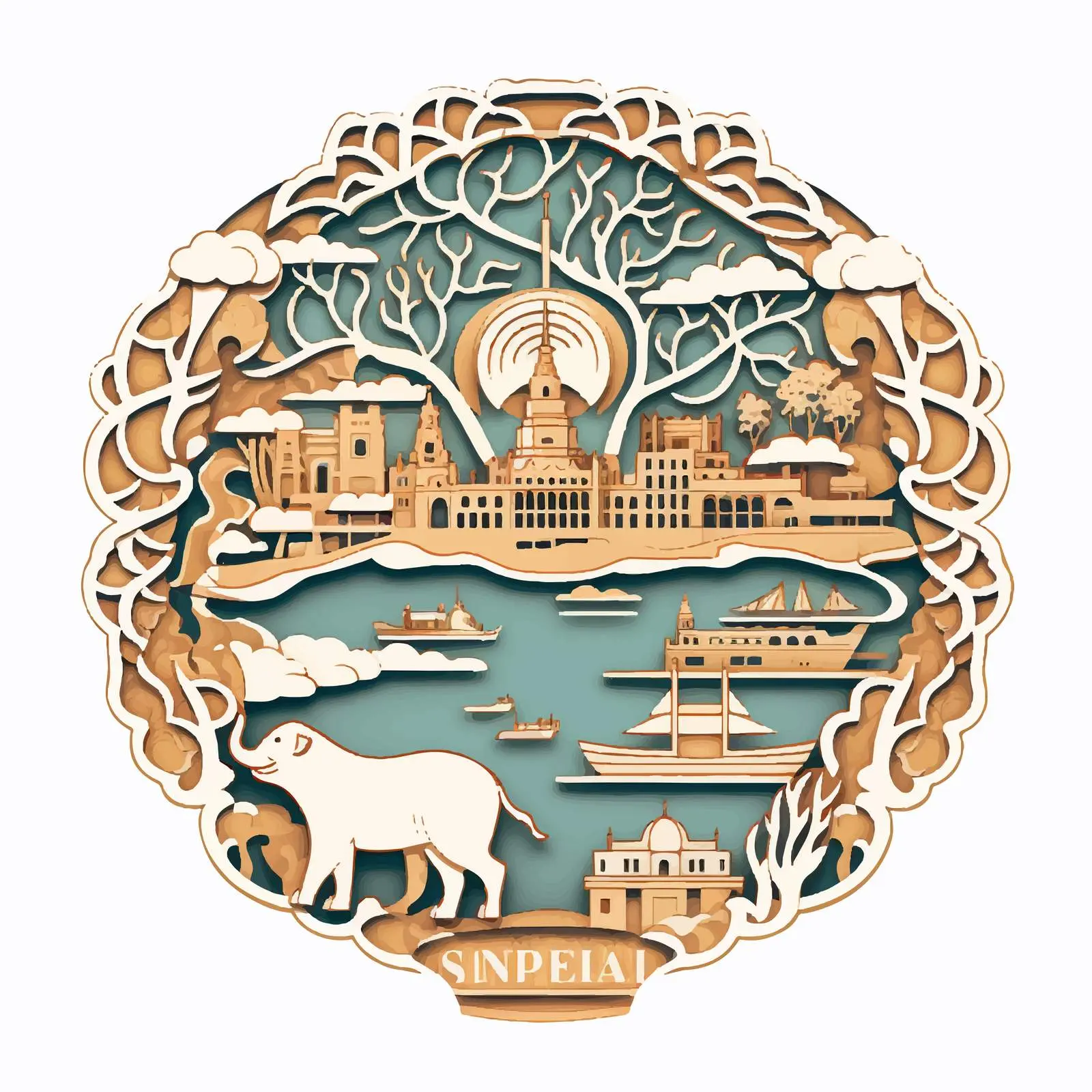 Art Deco Retro Sri Lanka Map Design — free download from Dotvec