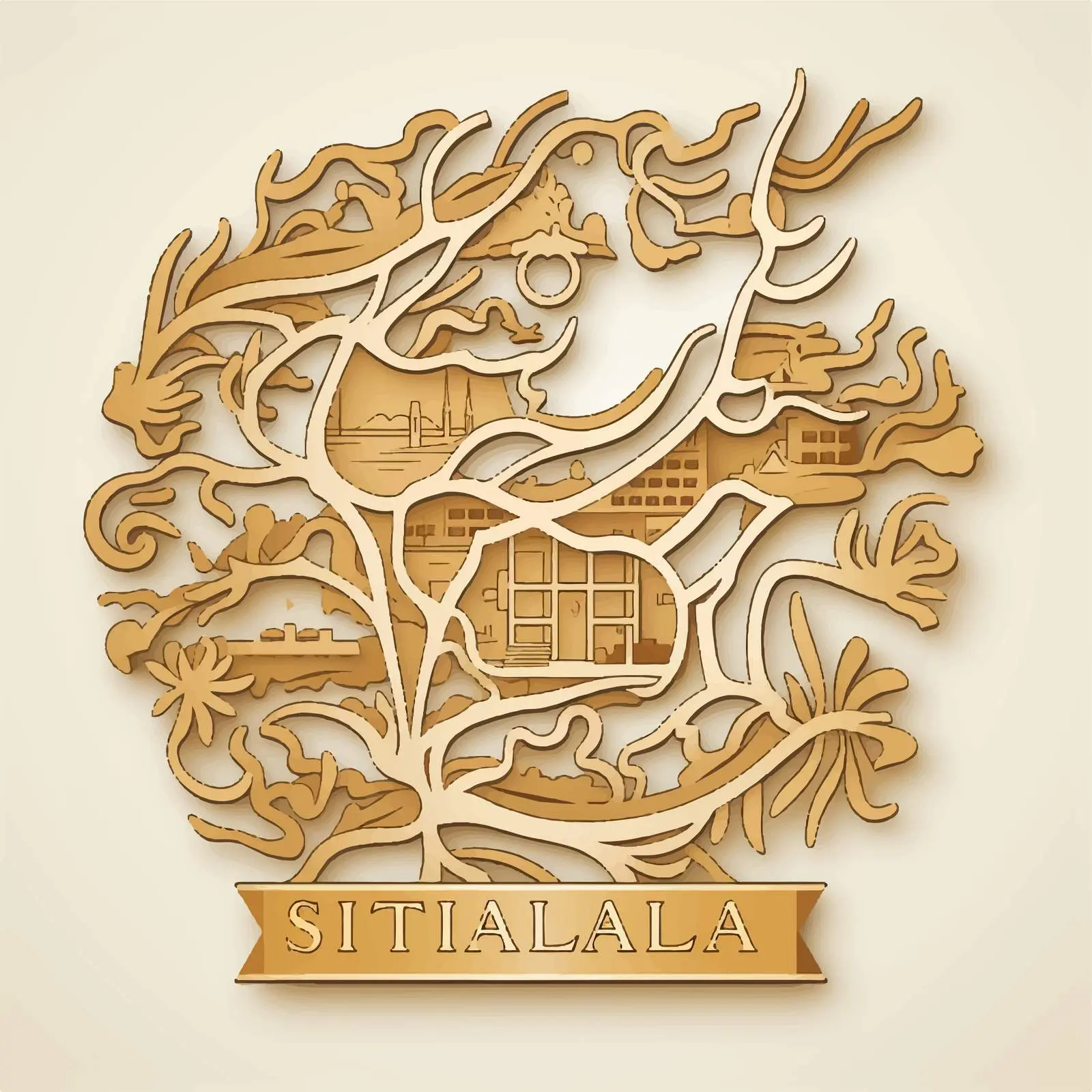 Art Deco Retro Sri Lanka Map Laser Cut Design — free download from Dotvec
