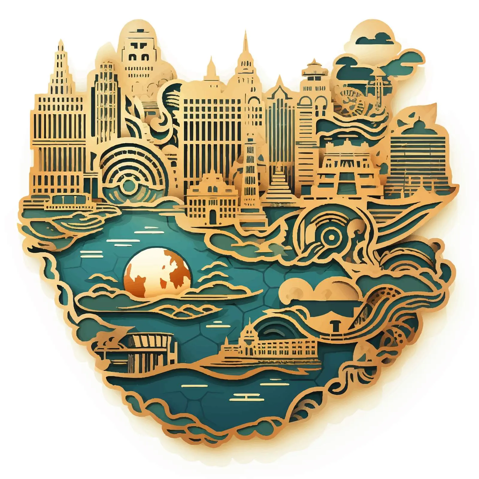 Art Deco Retro Vietnam Map Vector Design — free download from Dotvec