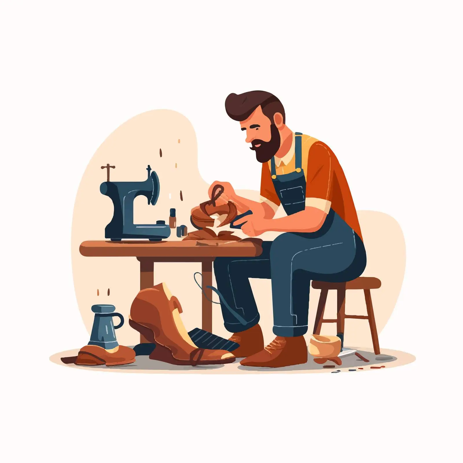 Artisan Cobbler Repairing Boots in Workshop — free download from Dotvec