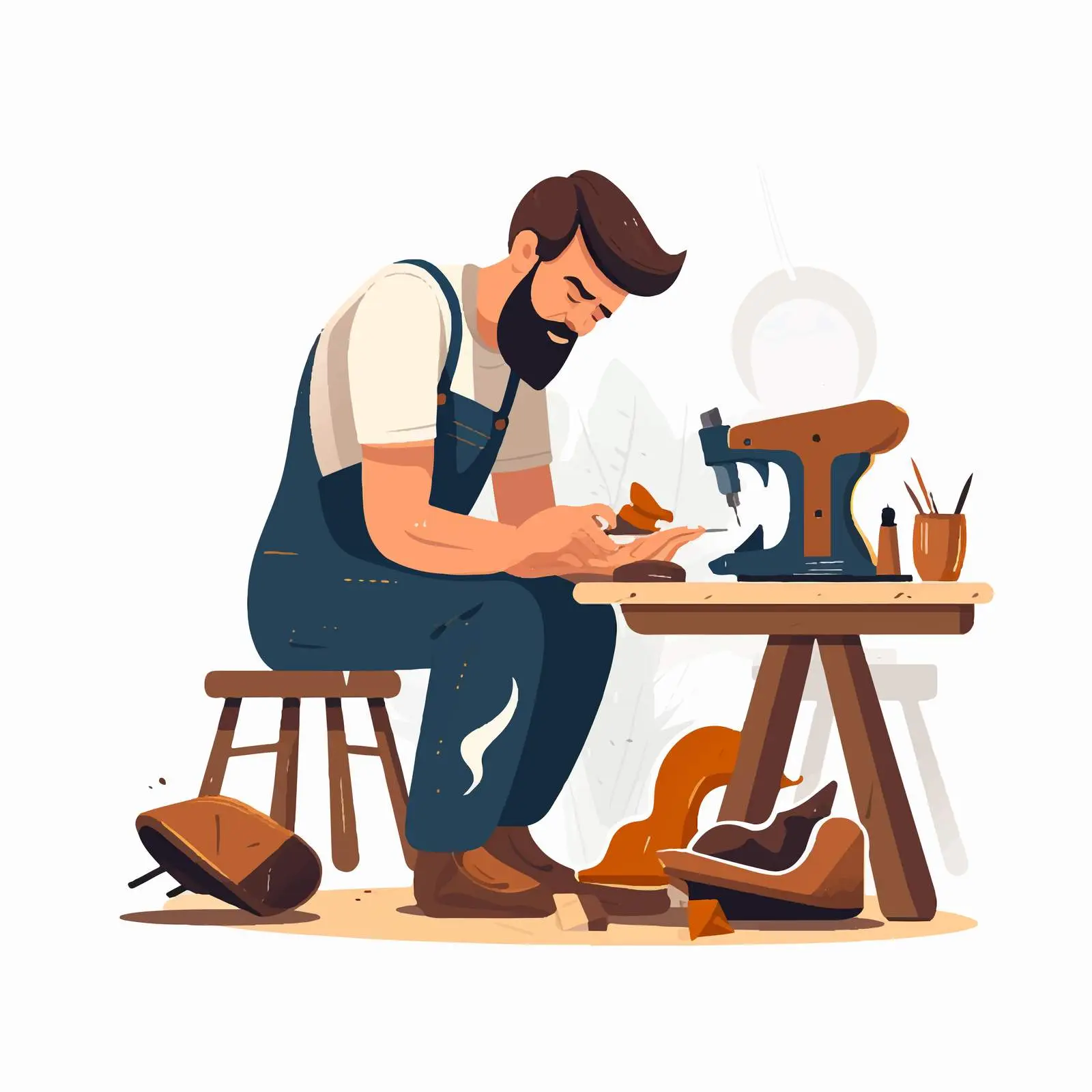 Cobbler Repairing Boots in Shoe Making Process — free download from Dotvec