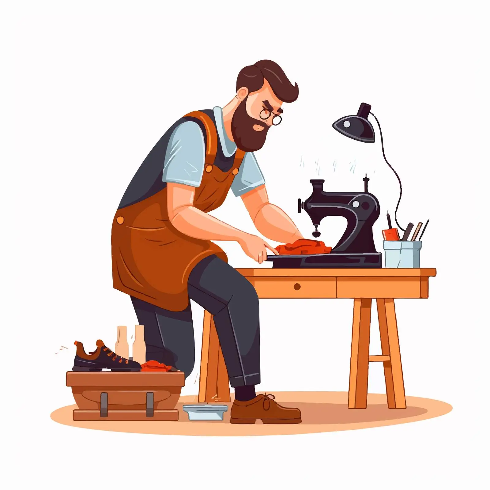 Artisan Cobbler Repairing Boots in Workshop — free download from Dotvec