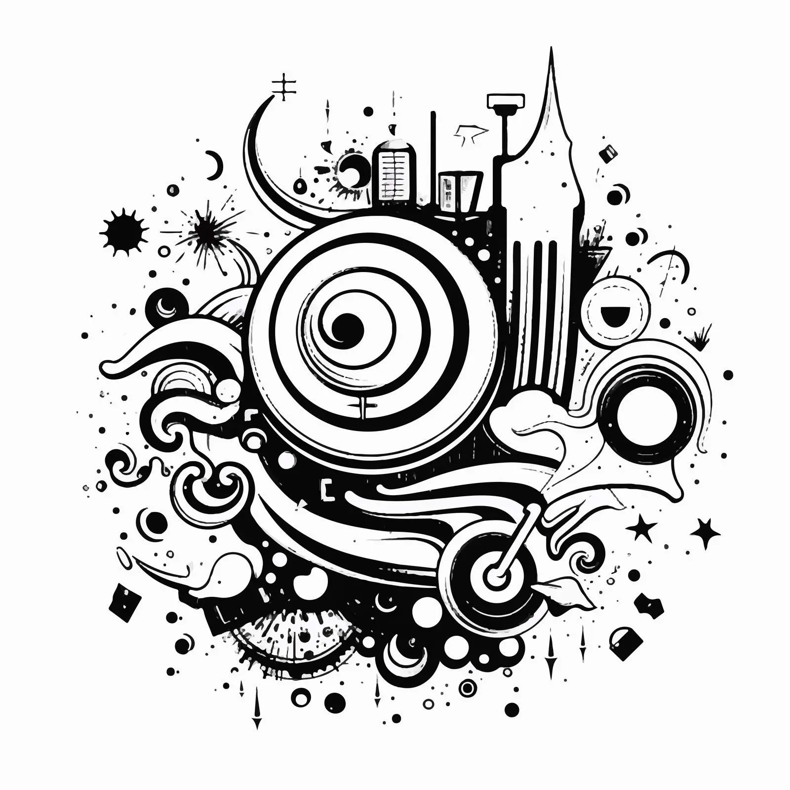 Black and White Artistic Design Element – free versatile graphic image from Dotvec