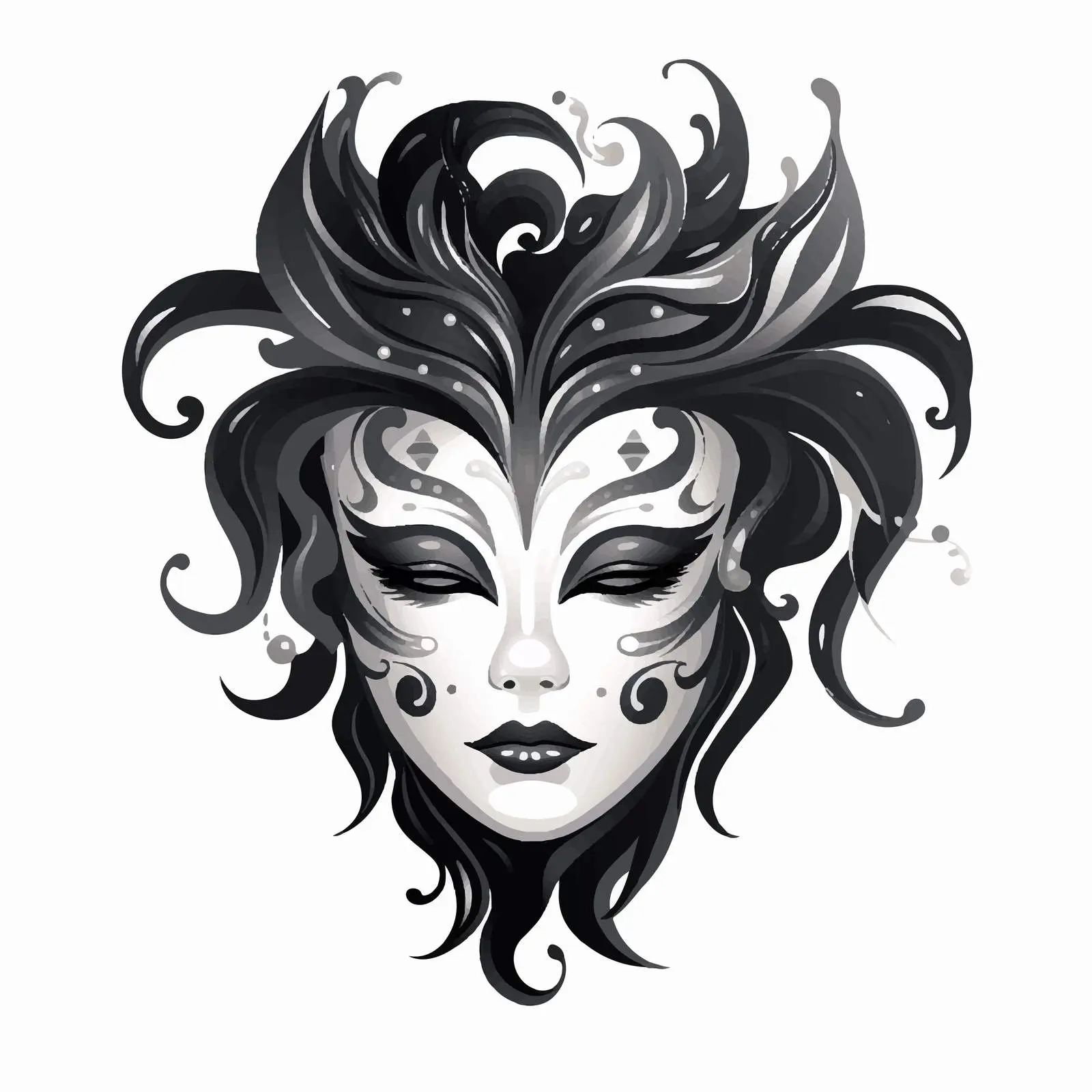 Black Winter Christmas Mask Vector Design – free holiday graphics image from Dotvec