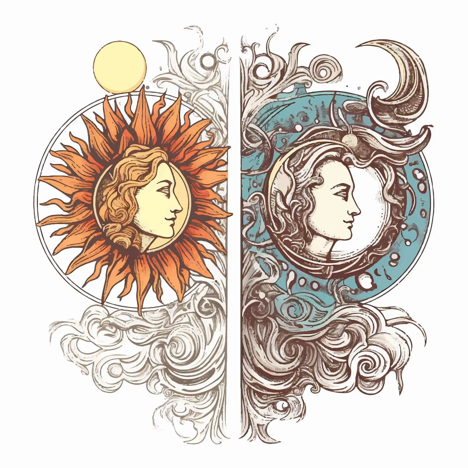 Moon and Sun Artistic Poster Template Set – free cosmic image from Dotvec