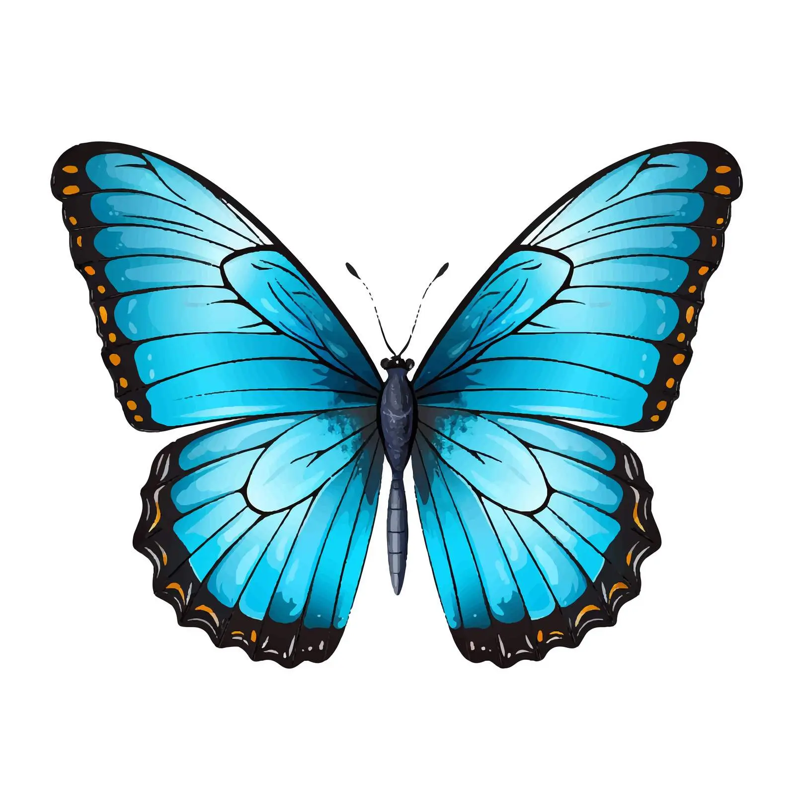 Blue-Winged Butterfly Vector Art Design — free download from Dotvec
