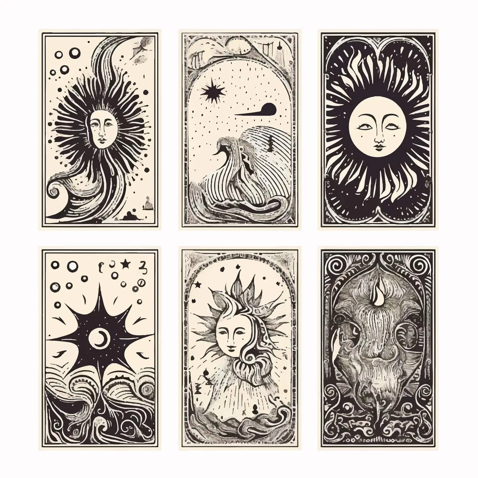 Artistic Template Set with Moon and Sun Vectors – free seasonal theme image from Dotvec