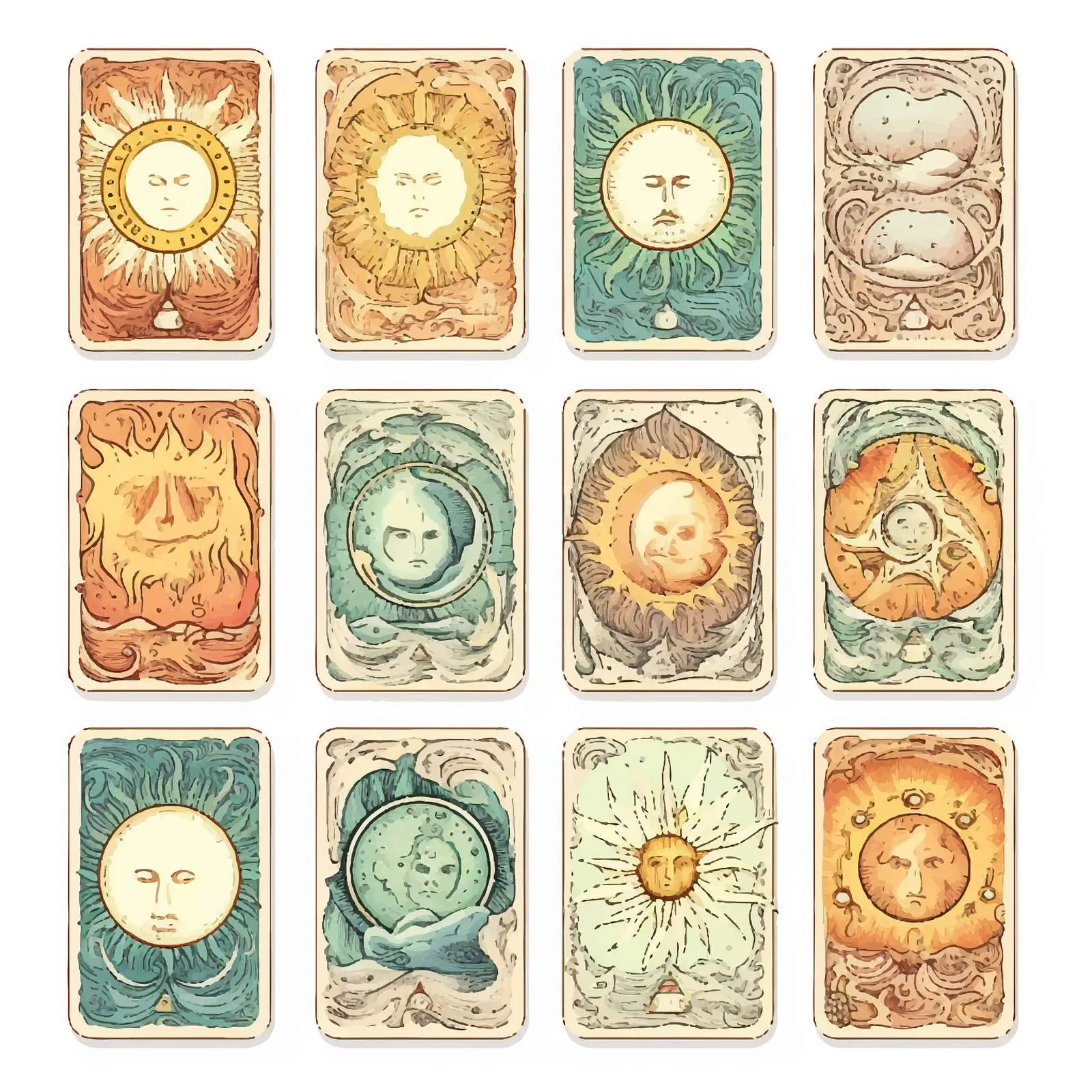 Universal Card Templates with Moon and Sun Vectors – free cosmic image from Dotvec