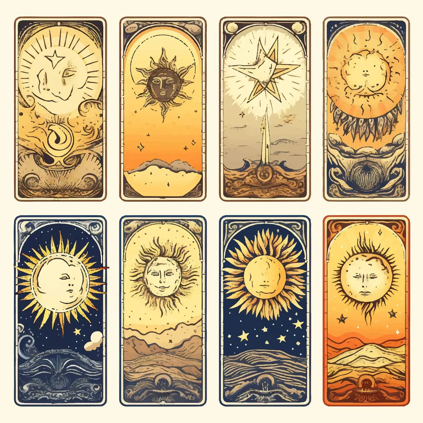 Universal Card Set with Moon and Sun Designs – free cosmic image from Dotvec