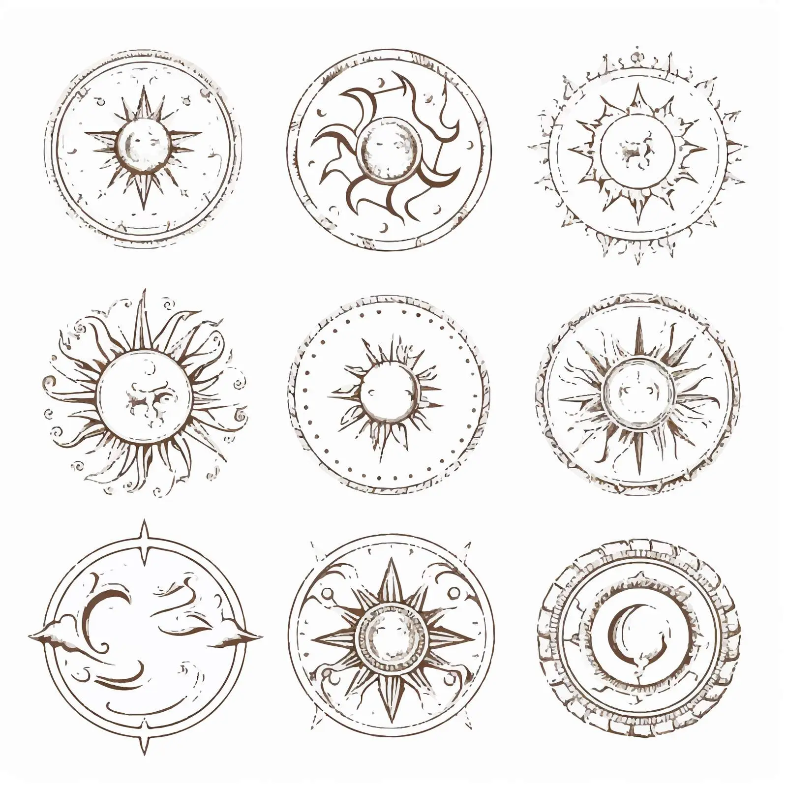 Universal Round Medallions with Moon Elements — free download from Dotvec