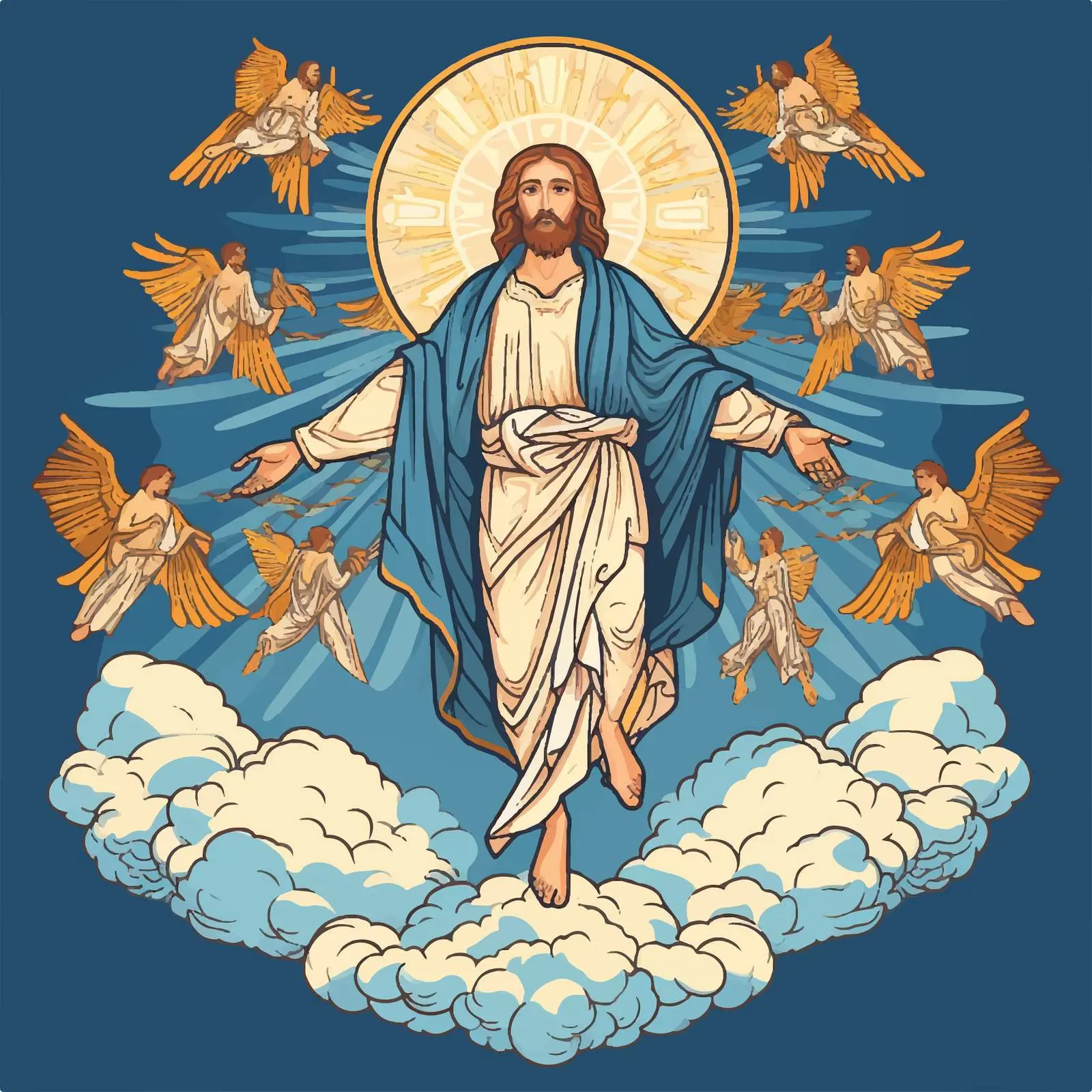 Ascension of Jesus Byzantine Style Illustration – free religious vector image from Dotvec