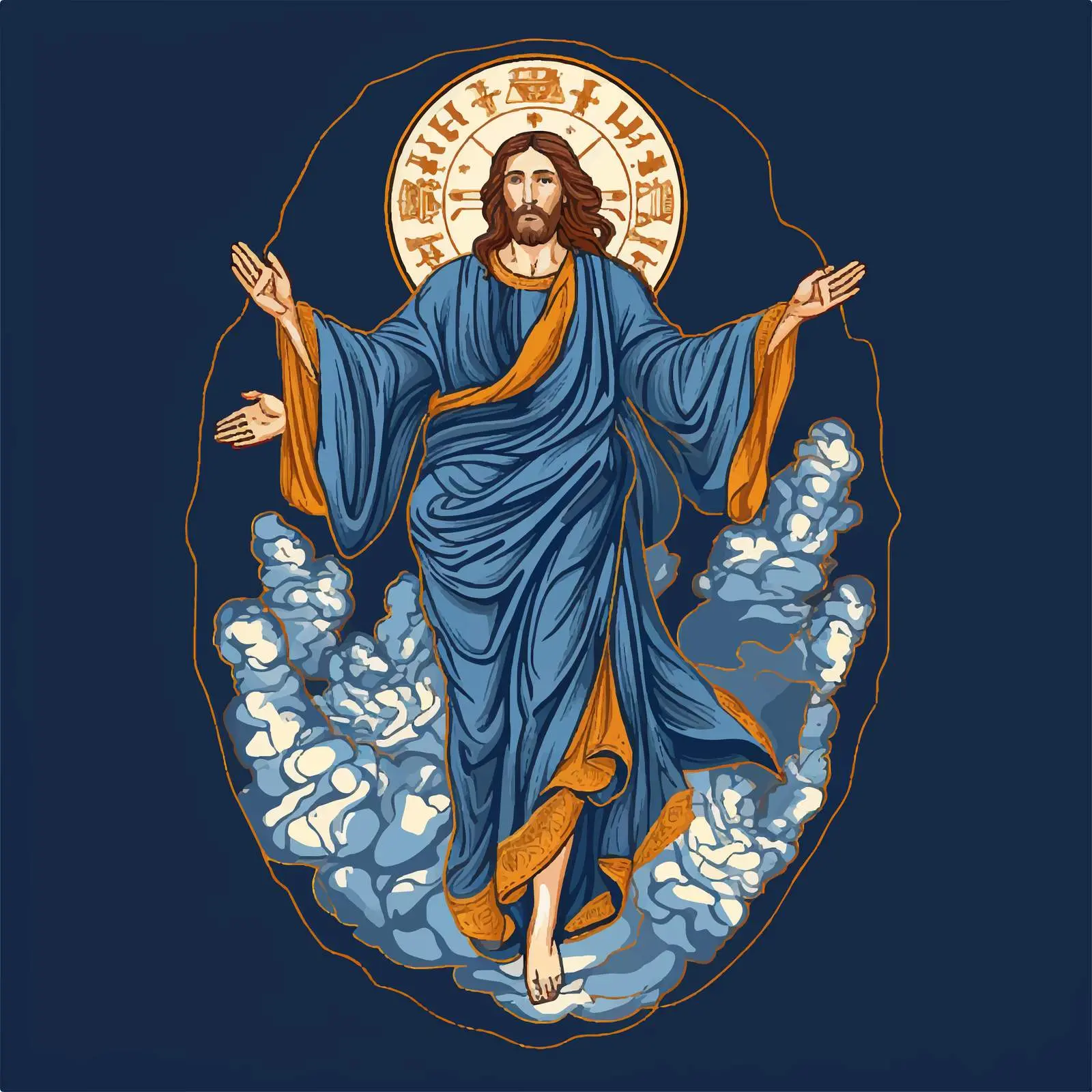 Byzantine Style Illustration of Jesus' Ascension – free religious vector image from Dotvec