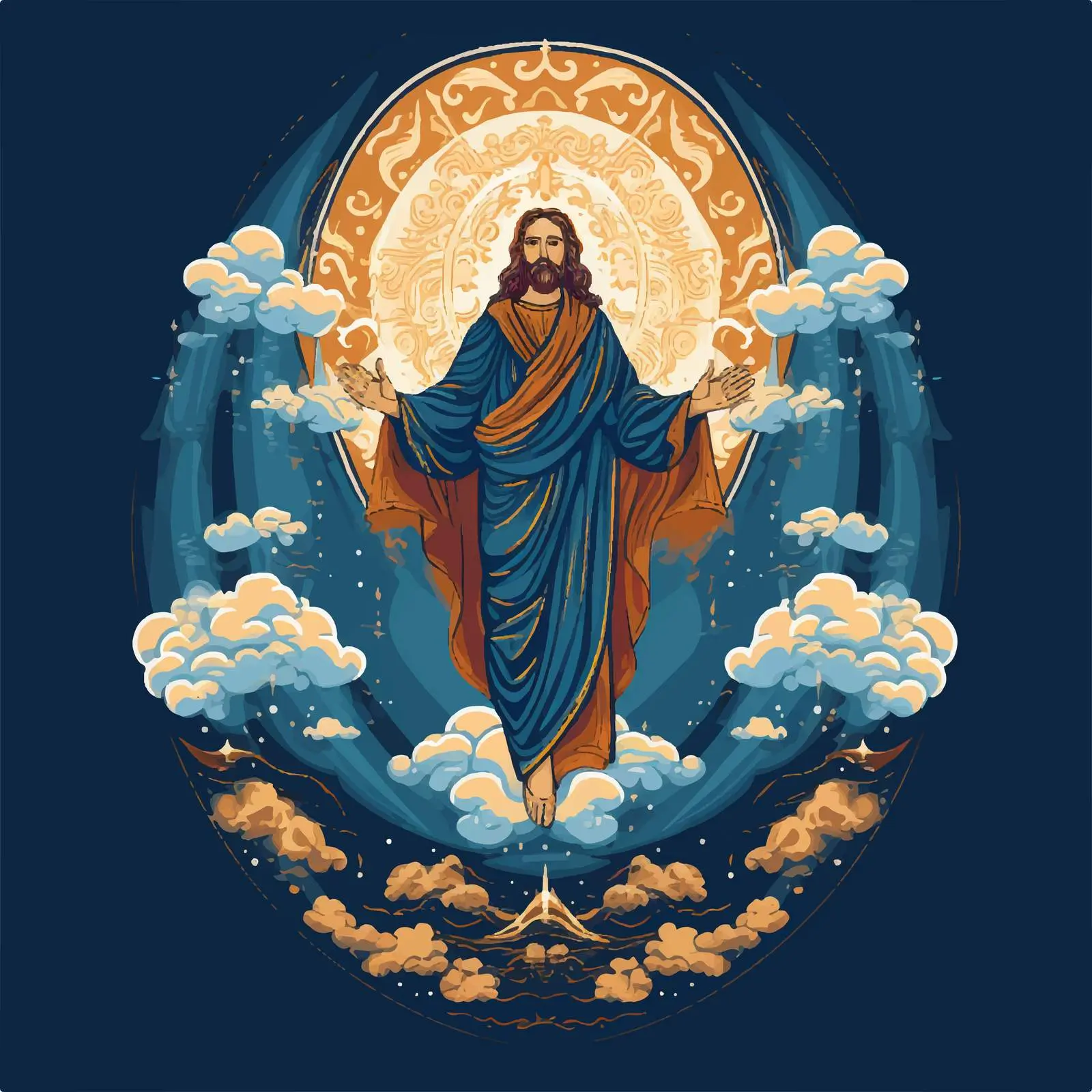 Byzantine Illustration of Jesus' Ascension – free religious vector image from Dotvec