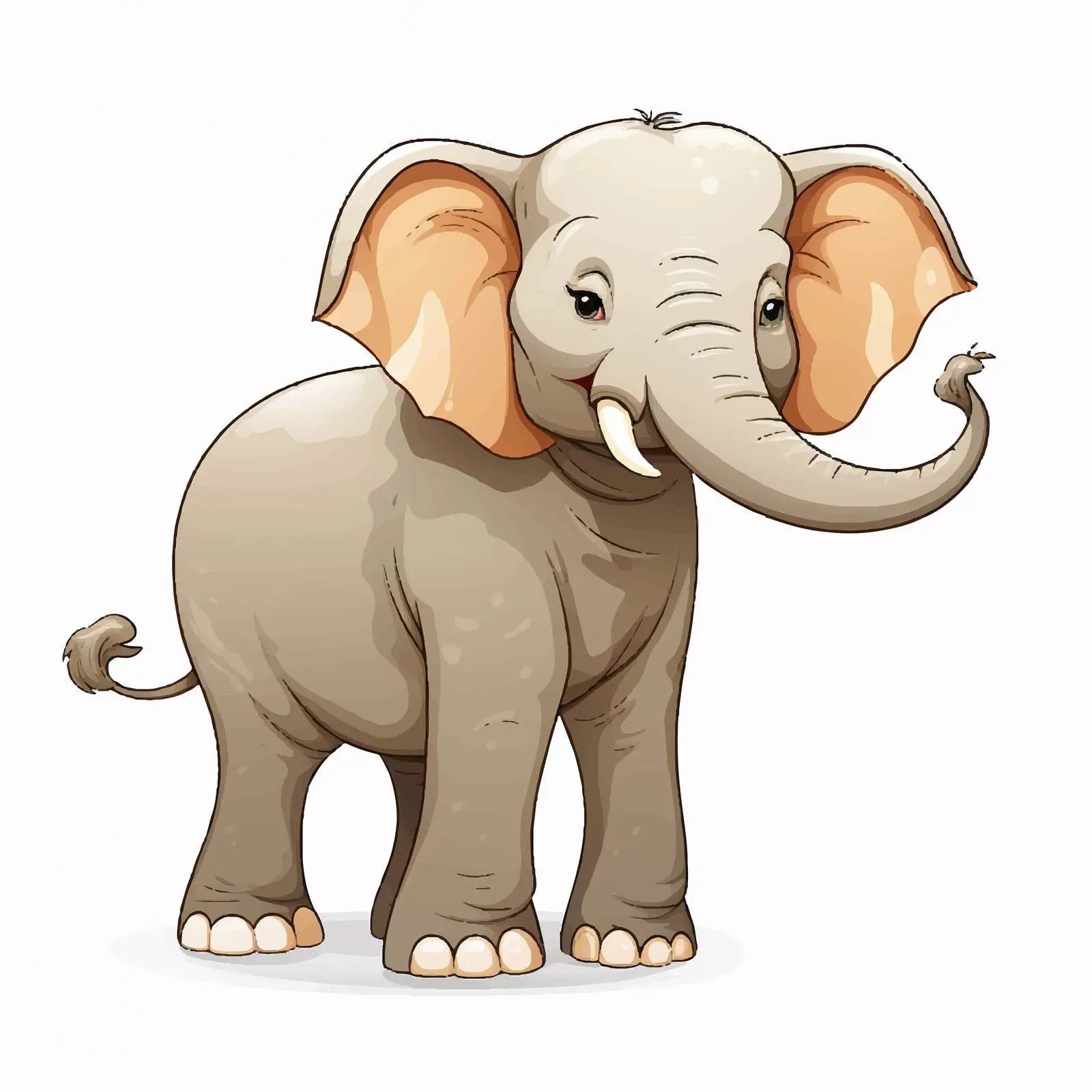 Cartoon Asian Elephant Vector on White Background — free download from Dotvec