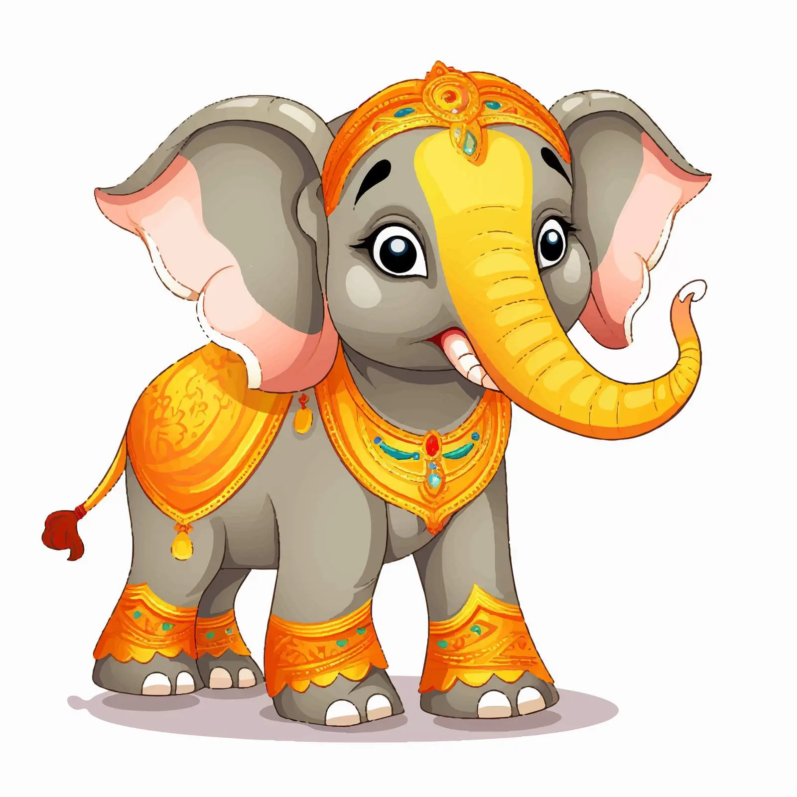 Cartoon Asian Elephant on White Background Vector – free vector animal image from Dotvec