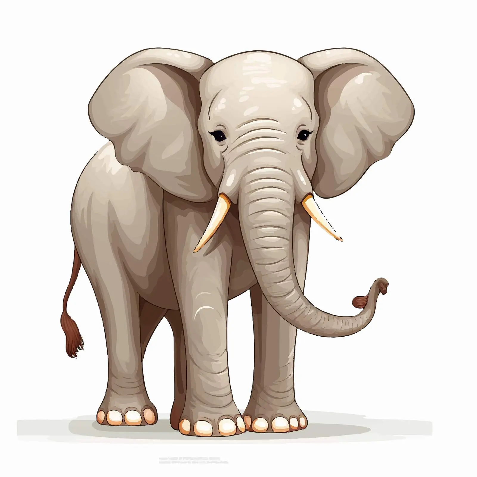 Cartoon Vector of Asian Elephant on White Background – free maritime image from Dotvec