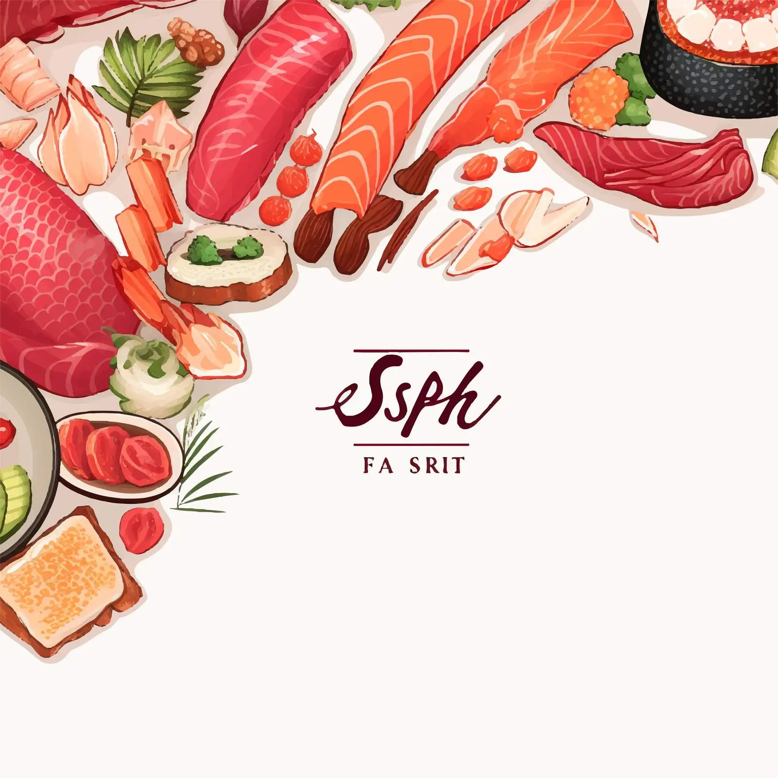 Sushi Rolls Banner Design for Asian Cuisine – free fresh fish image from Dotvec