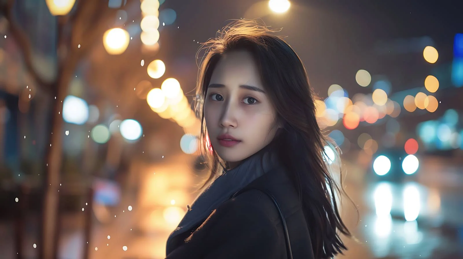 Urban Asian Woman Night Street Scene — free download from Dotvec