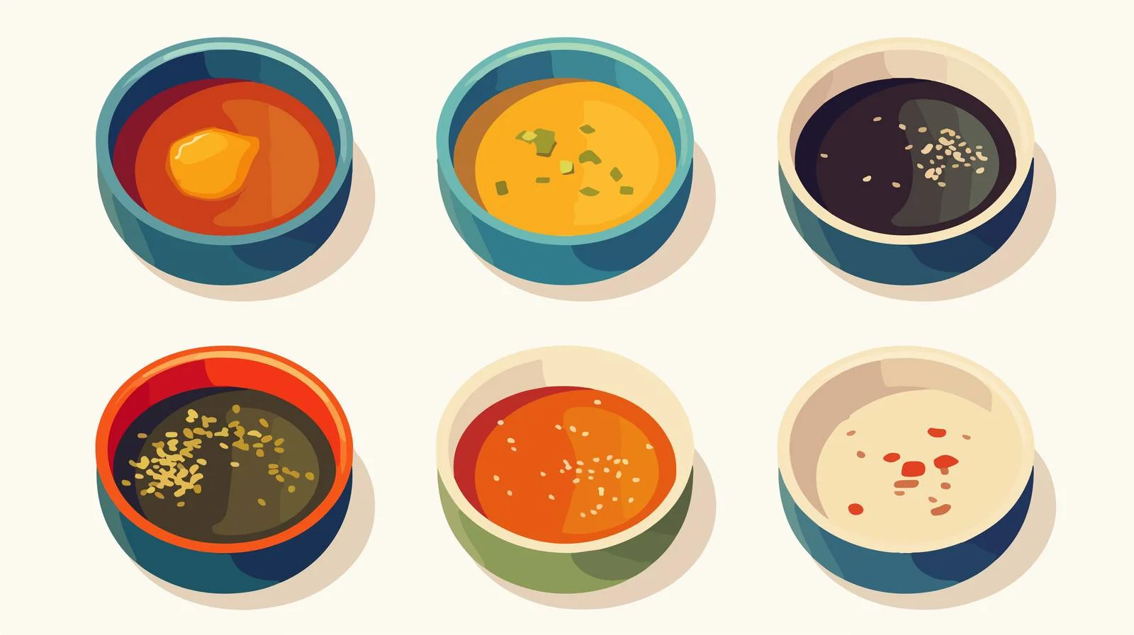 Assortment of Japanese Sauces in Ceramic Dishes — free download from Dotvec