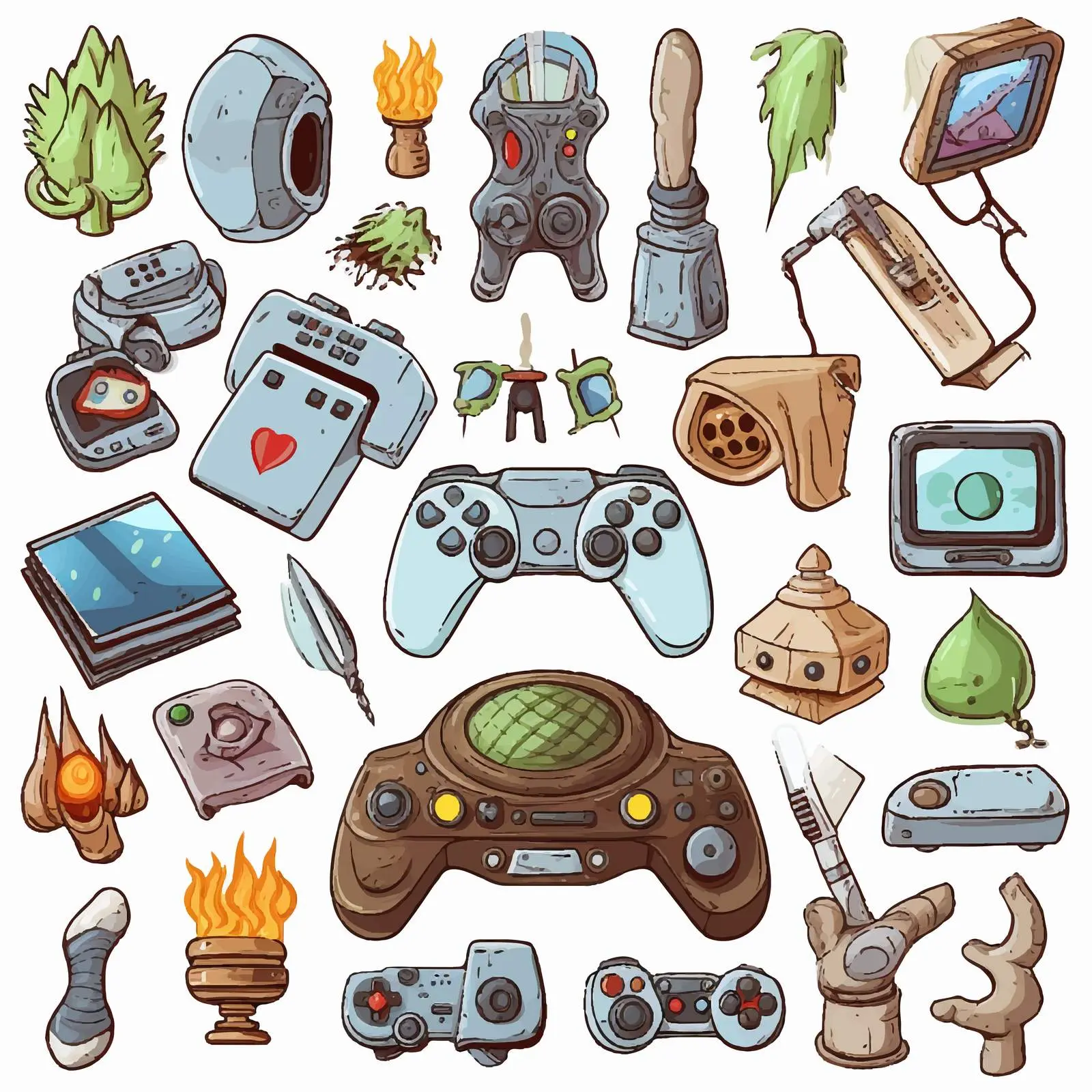 Colorful Gaming Design Elements on White Background – free board game image from Dotvec