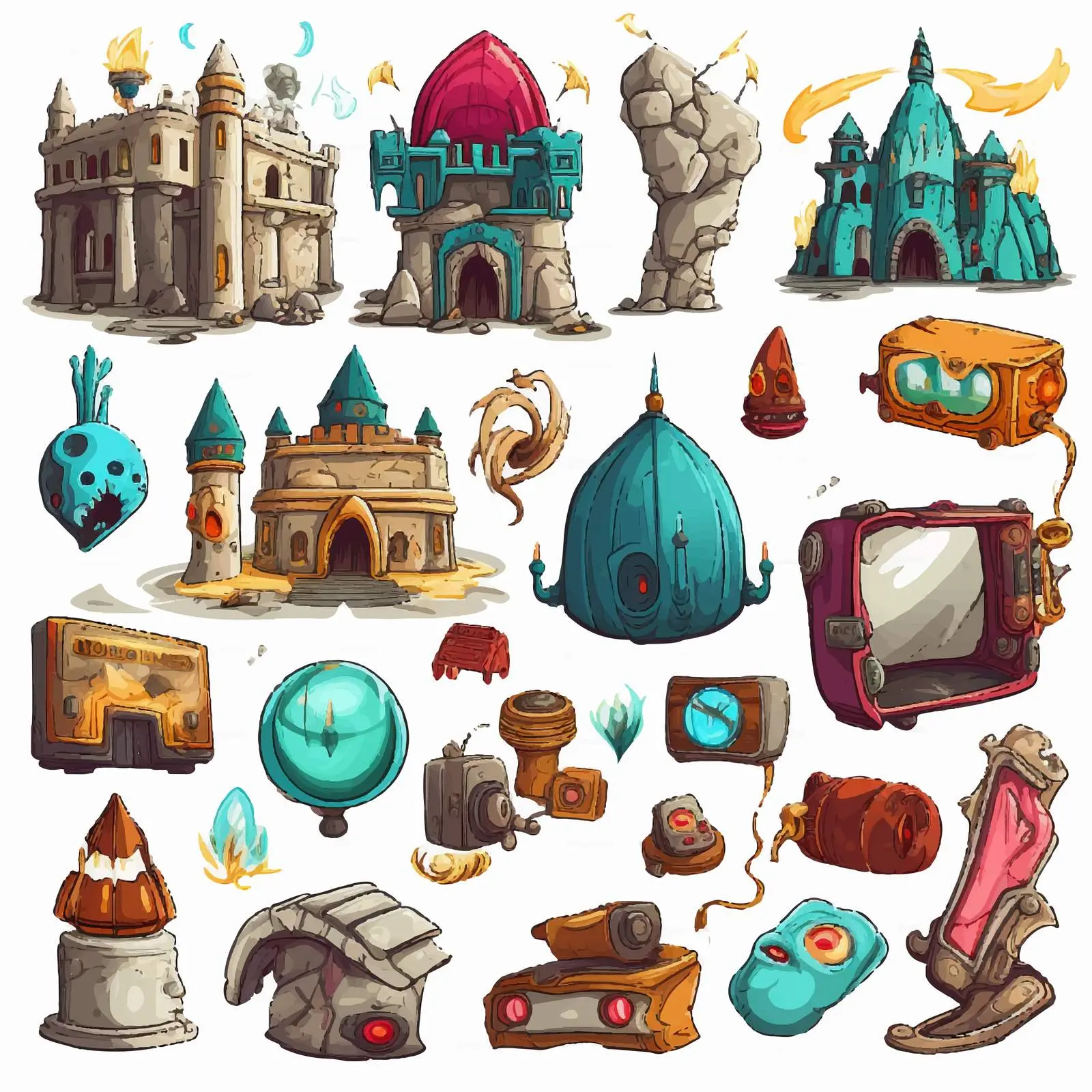 Colorful Gaming Design Elements Vector Illustration — free download from Dotvec