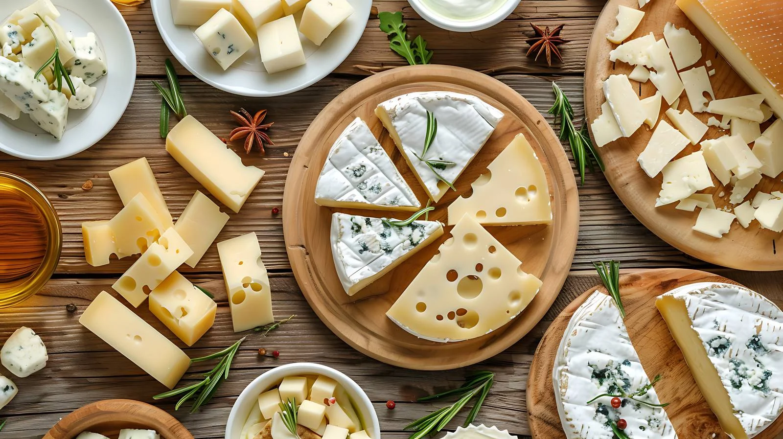 Cheese Assortment Wooden Table — free download from Dotvec