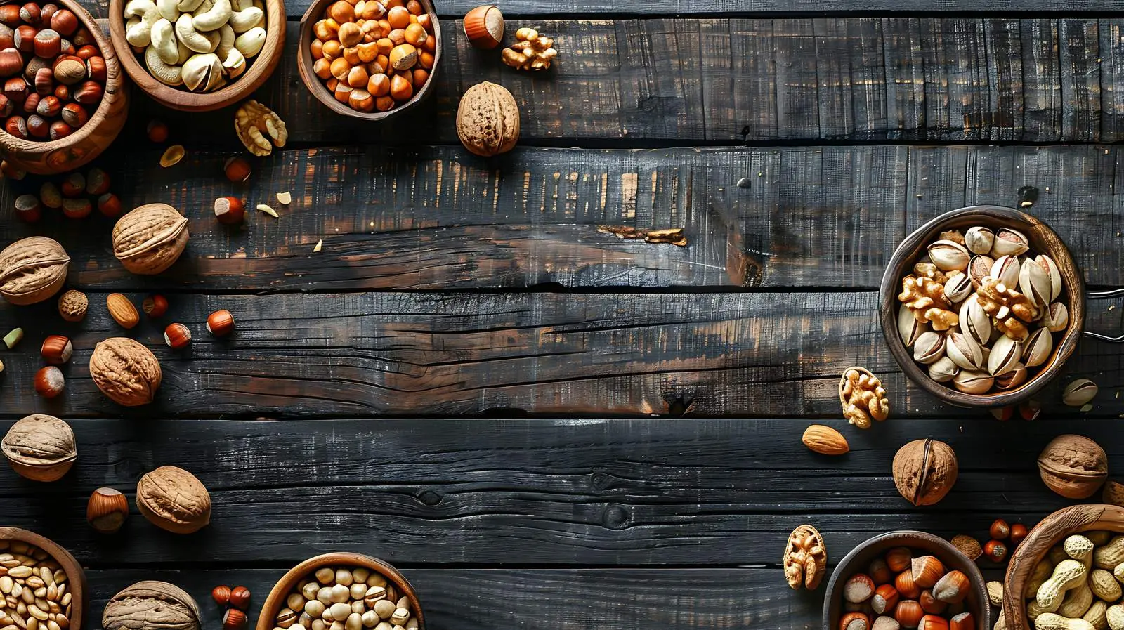 Assorted Nuts on Dark Wooden Table – free snacks image from Dotvec