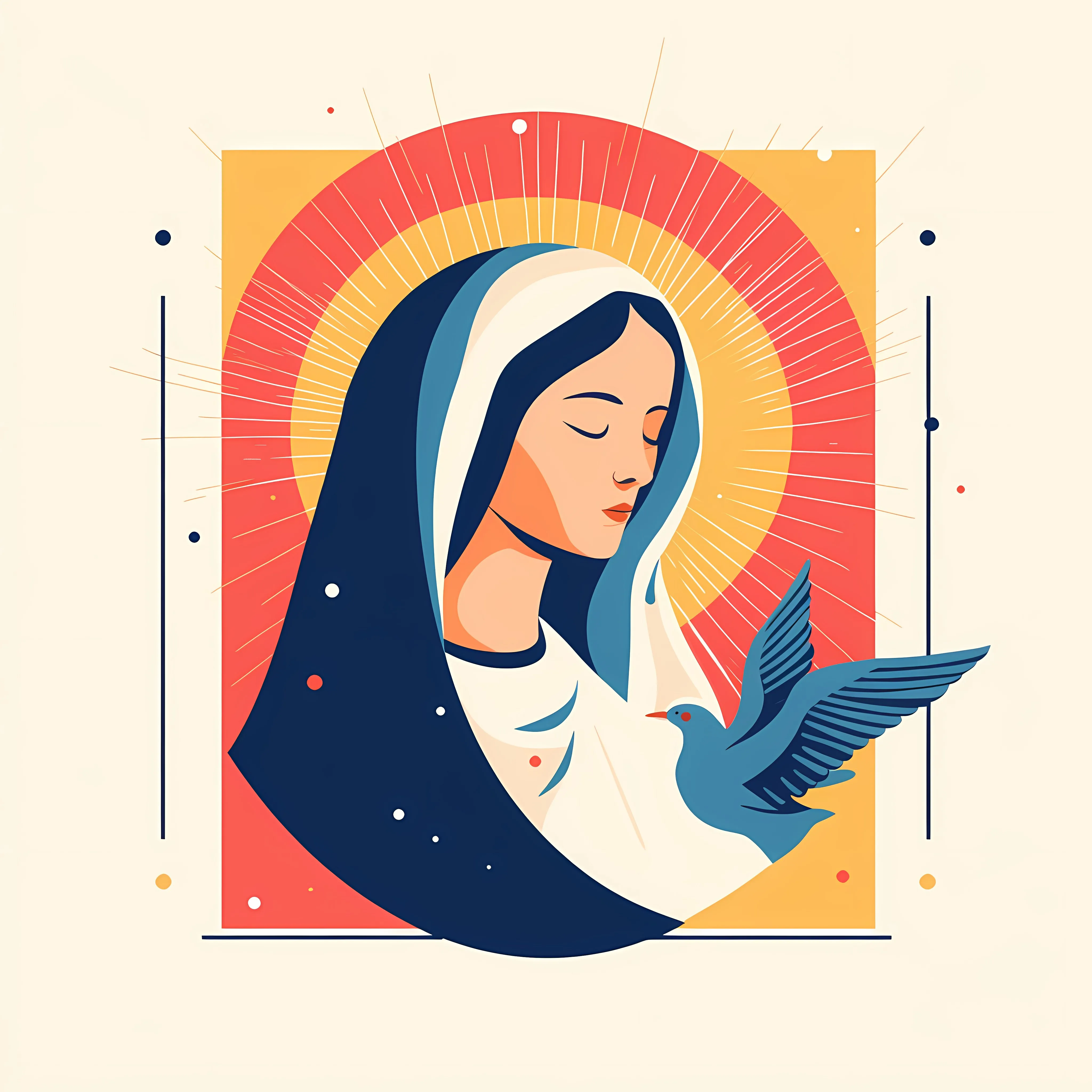 Assumption of Virgin Mary and Holy Spirit Illustration — free download from Dotvec
